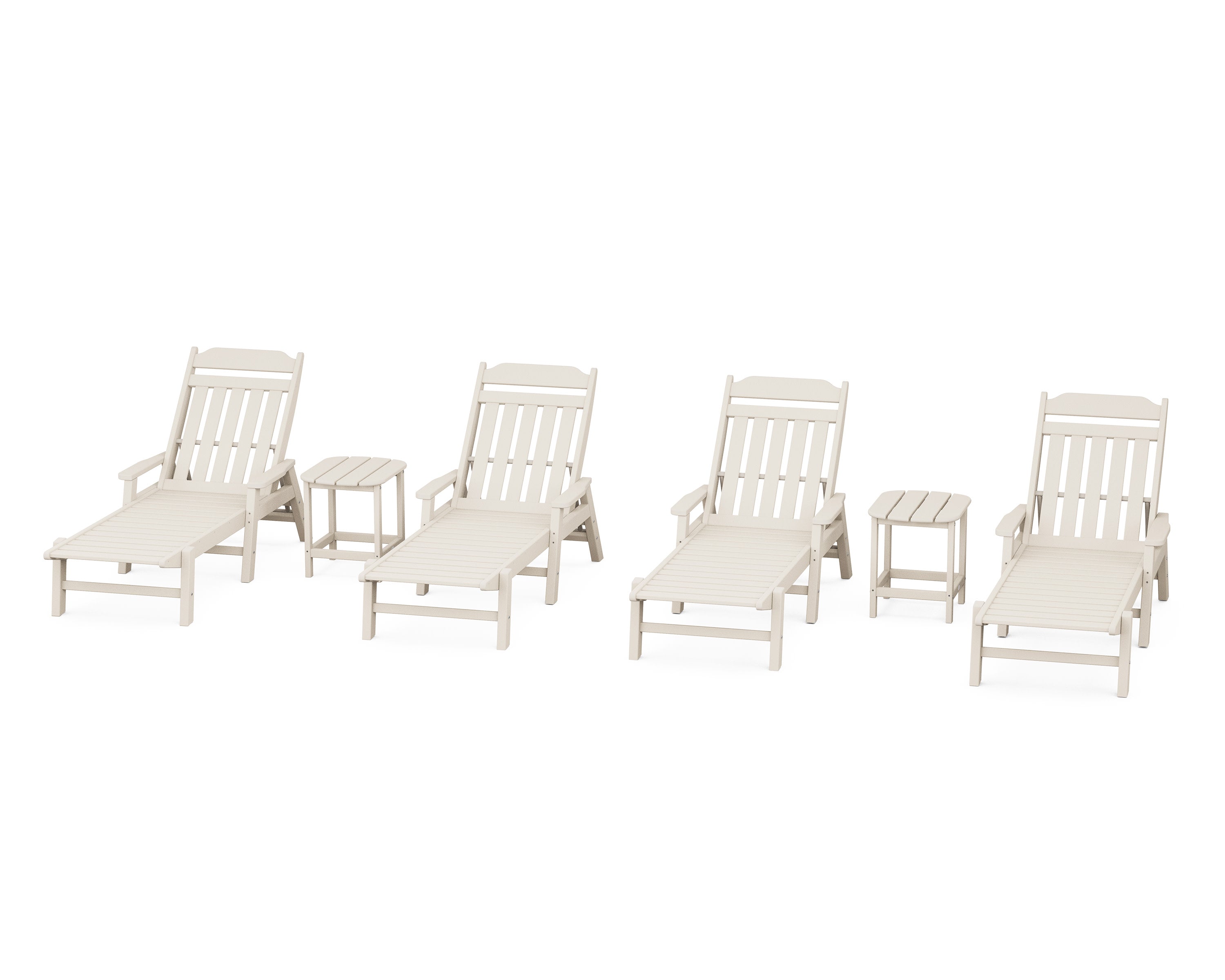 Cottage 6-Piece Chaise Set with Arms in Sand