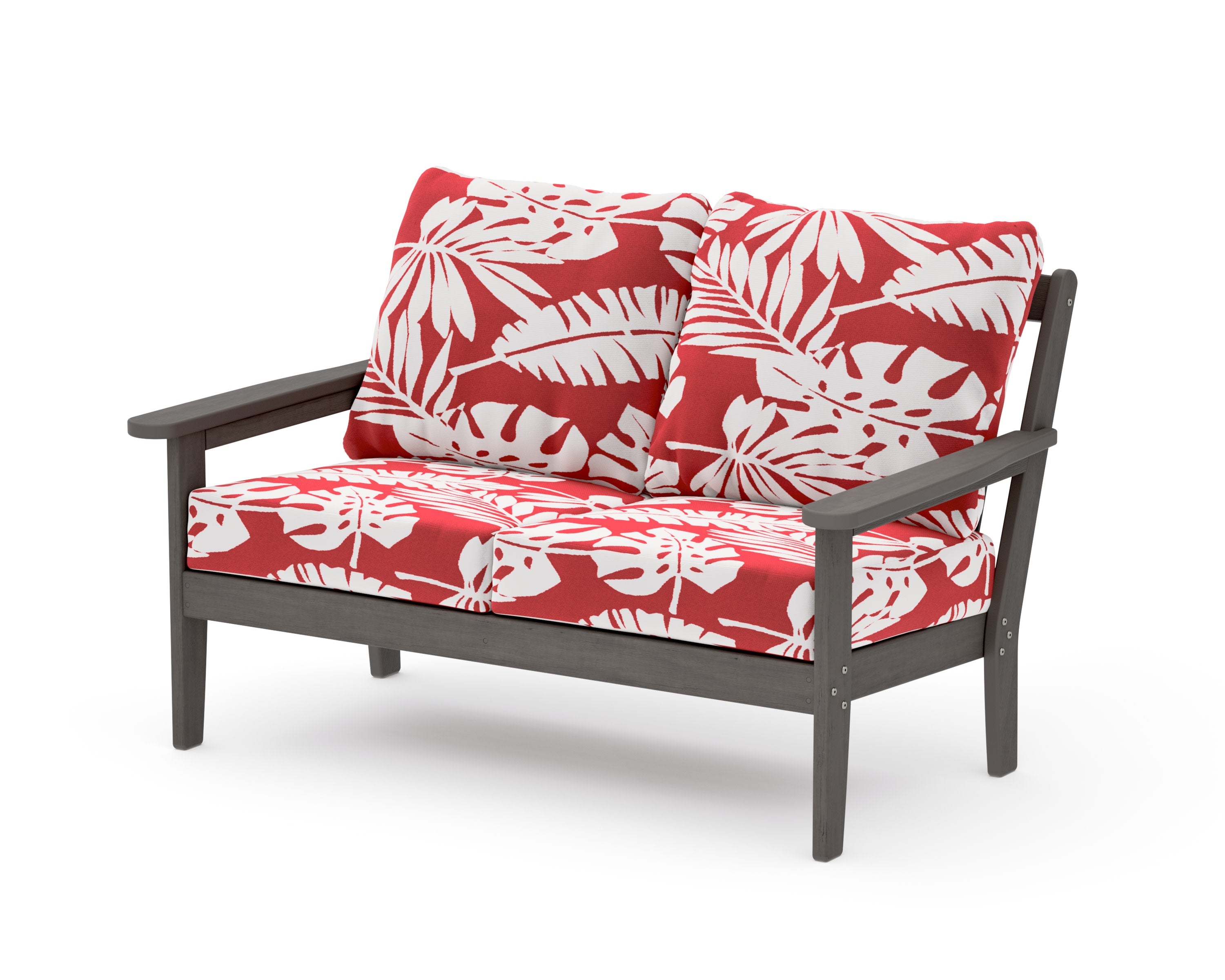 Cottage Deep Seating Loveseat in Driftwood / Leaf Crimson