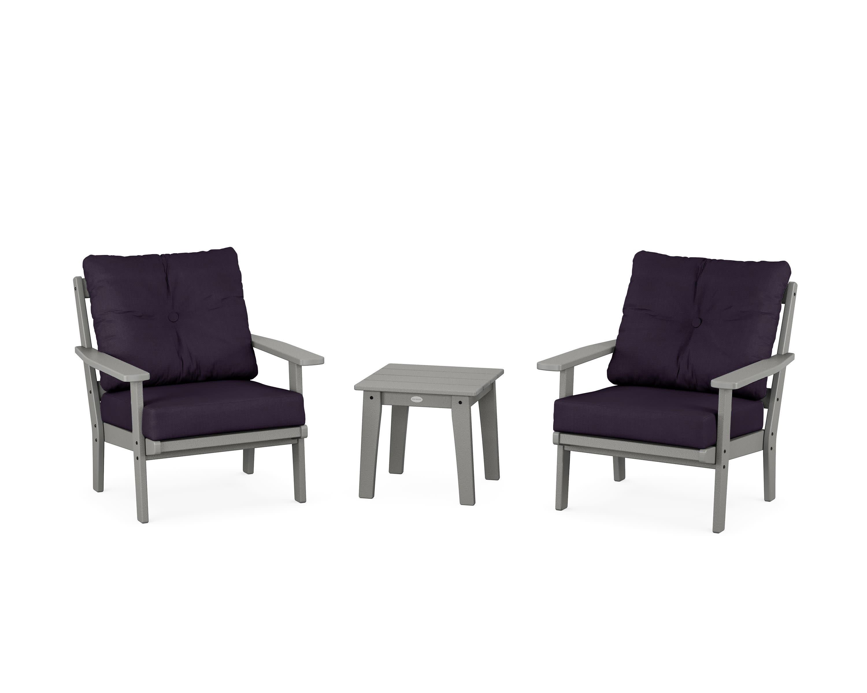 Prairie 3-Piece Deep Seating Set in Slate Grey / Navy Linen