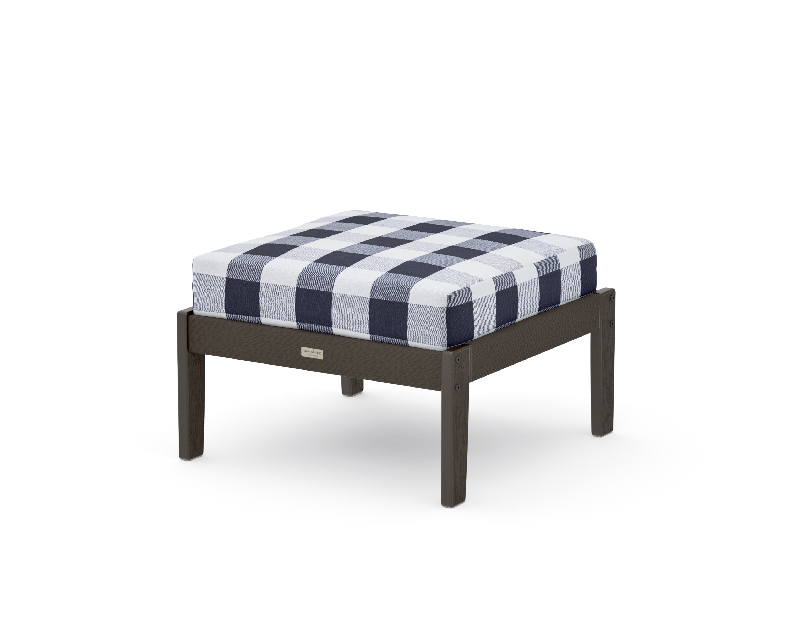 Cottage Deep Seating Ottoman in Vintage Coffee / Buffalo Plaid Navy