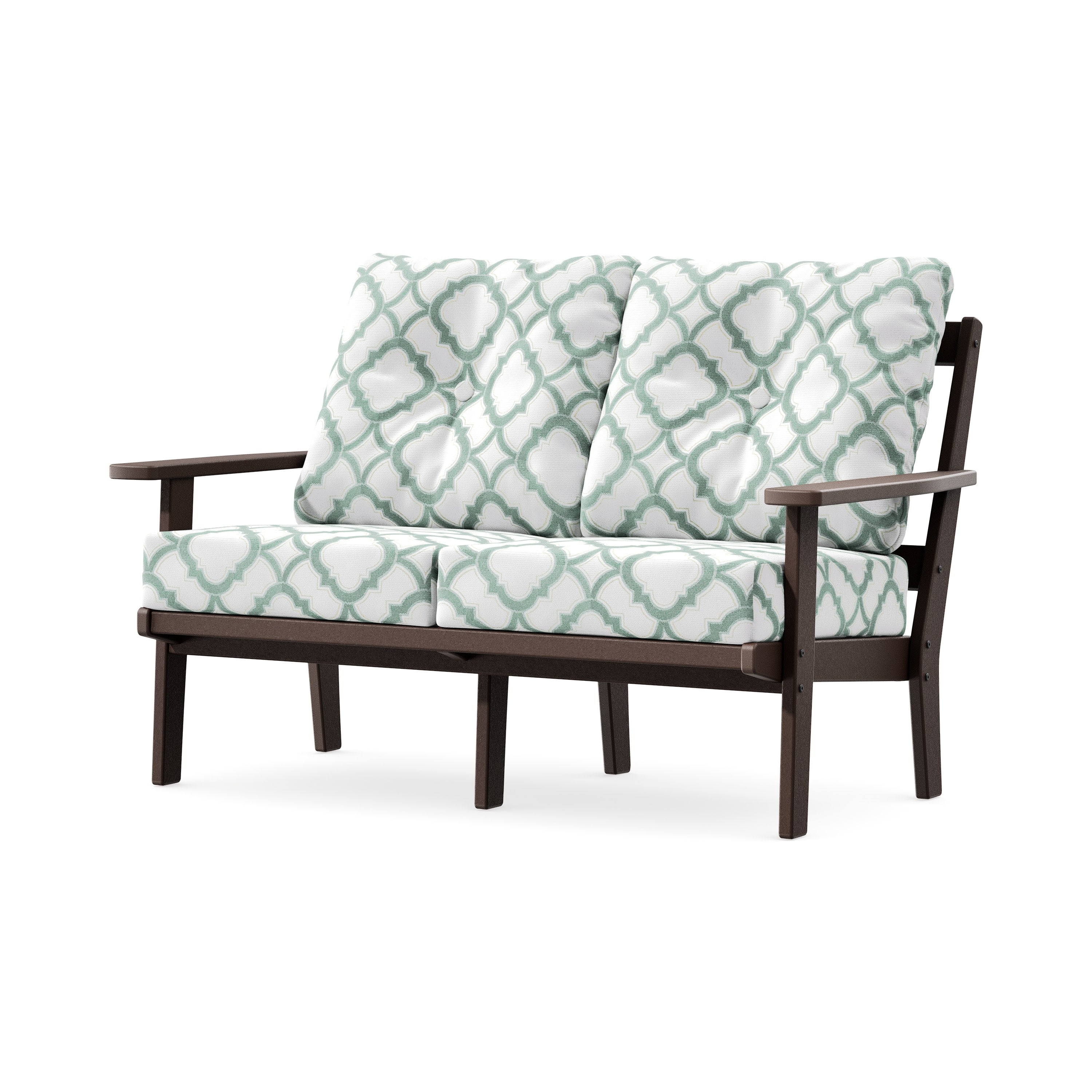 Prairie Deep SeatingLoveseat in Mahogany / Trellis Glacier Spa