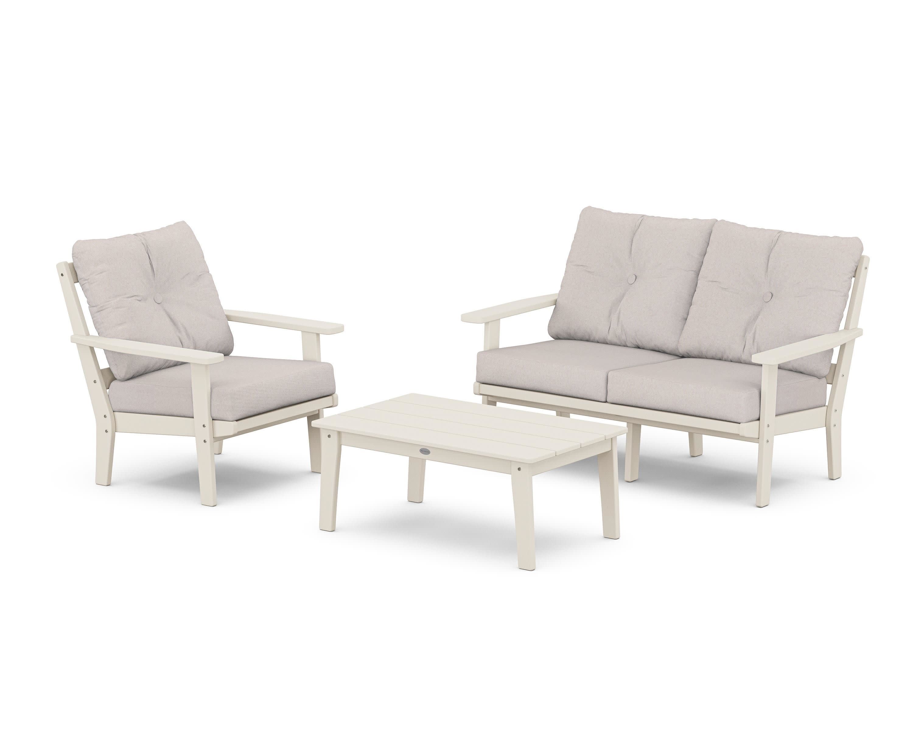 Prairie 3-Piece Deep Seating Set with Loveseat in Sand / Dune Burlap