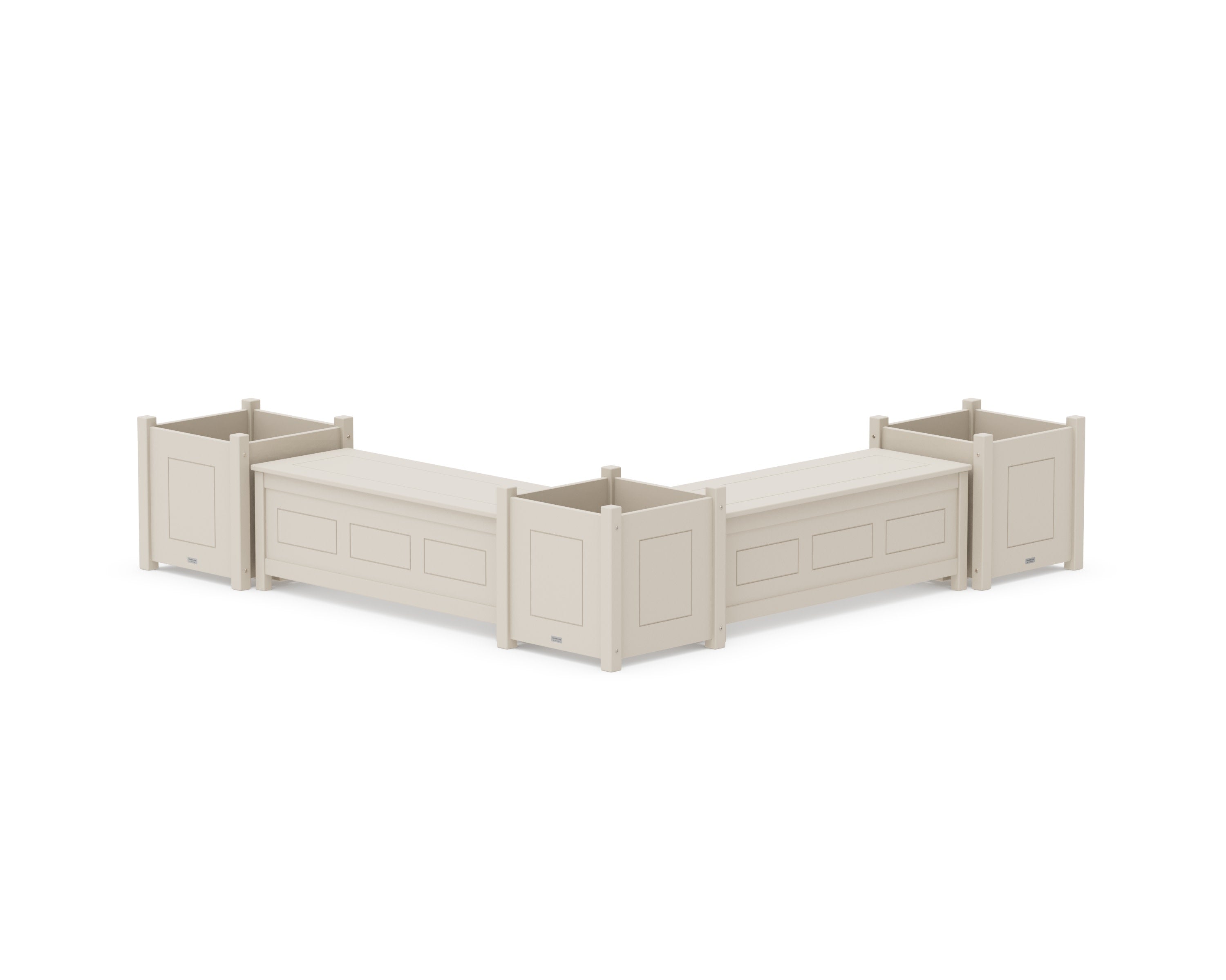 48" Country Living L- Shaped Planter Storage Bench Corner Set- Large in Sand