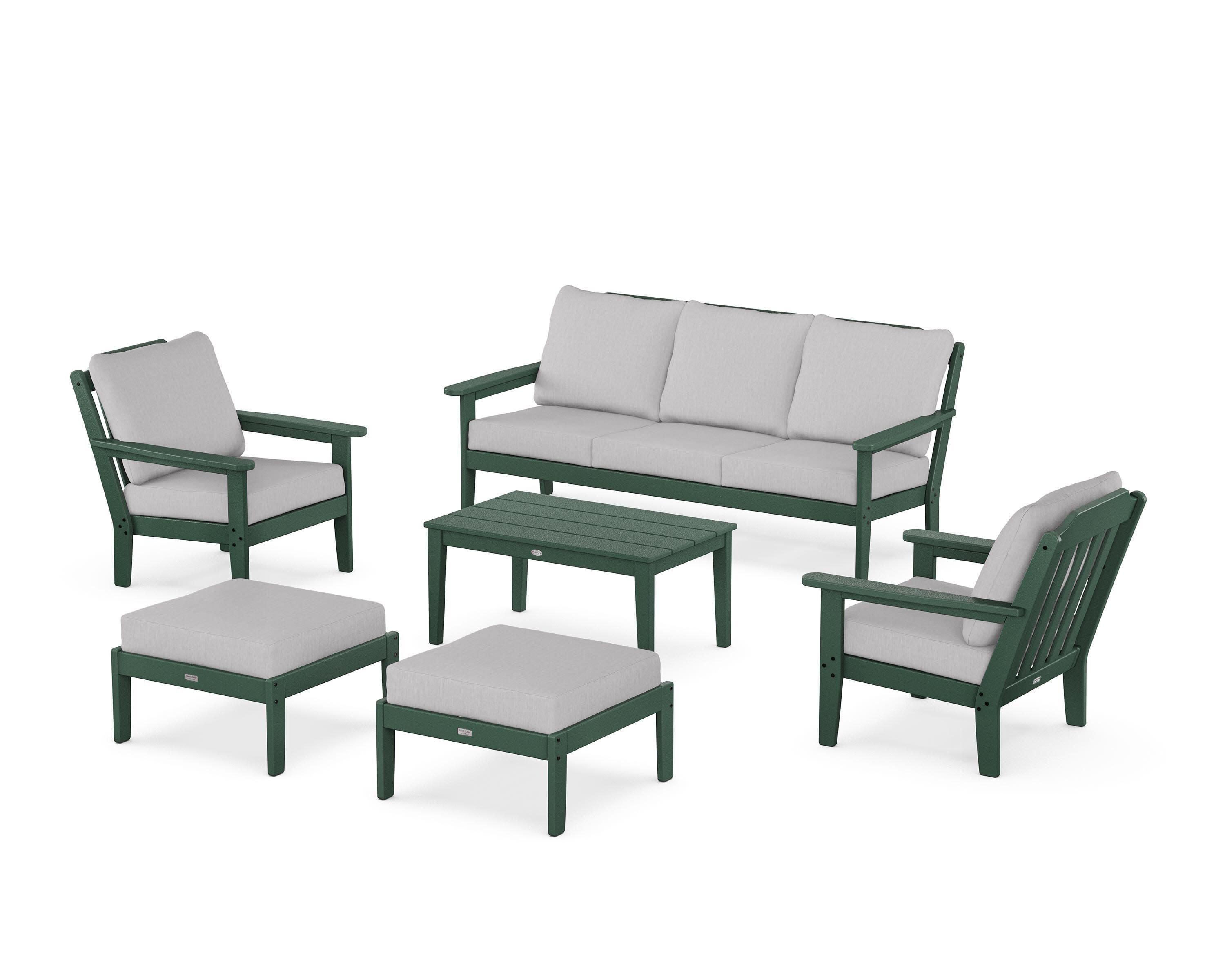 Cottage 6-Piece Lounge Sofa Set in Green / Granite