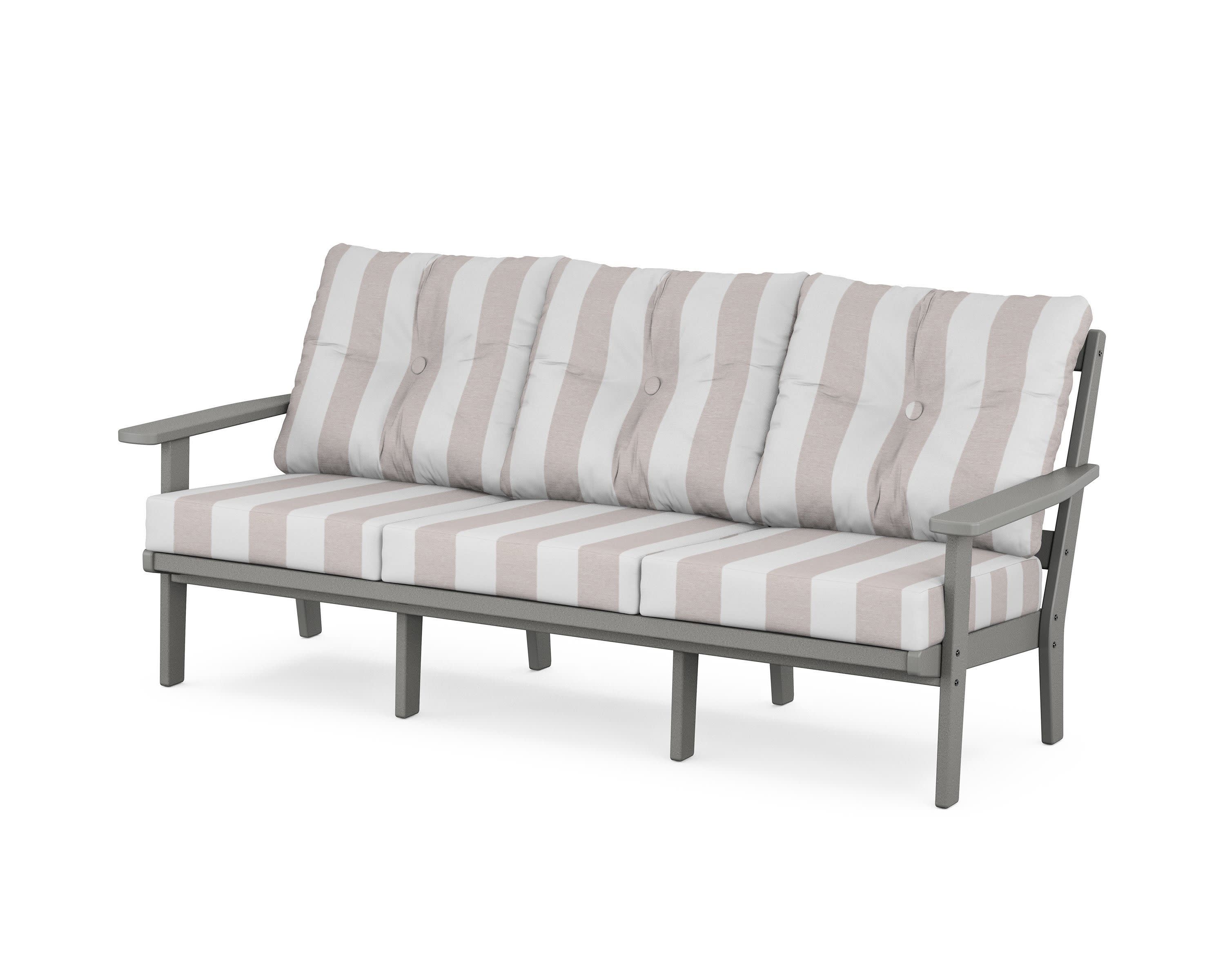 PrairieDeep Seating Sofa in Slate Grey / Cabana Stripe Dune Burlap