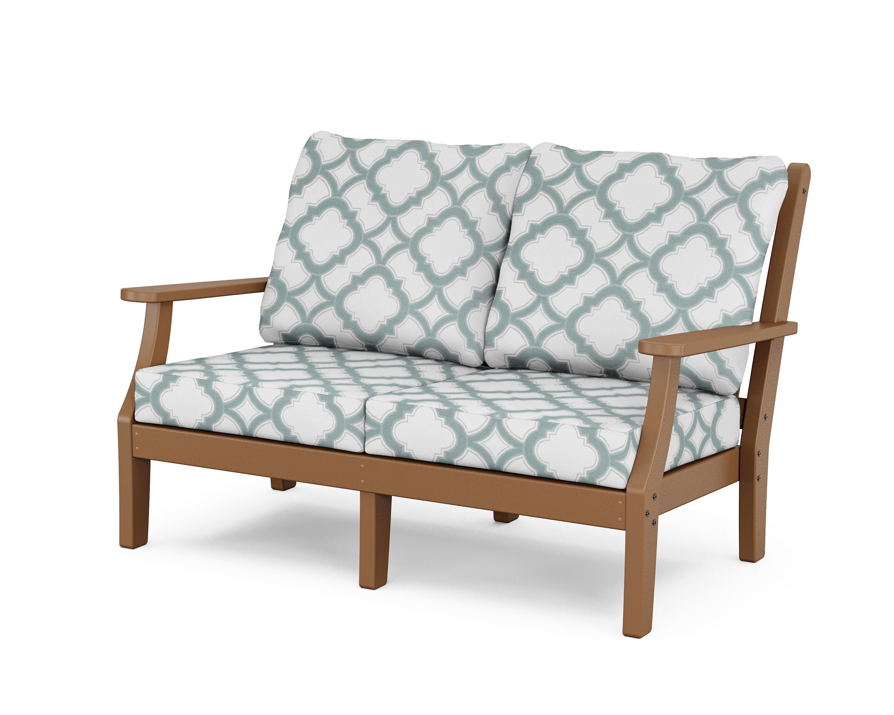 Wovendale Deep Seating Loveseat in Teak / Trellis Glacier Spa