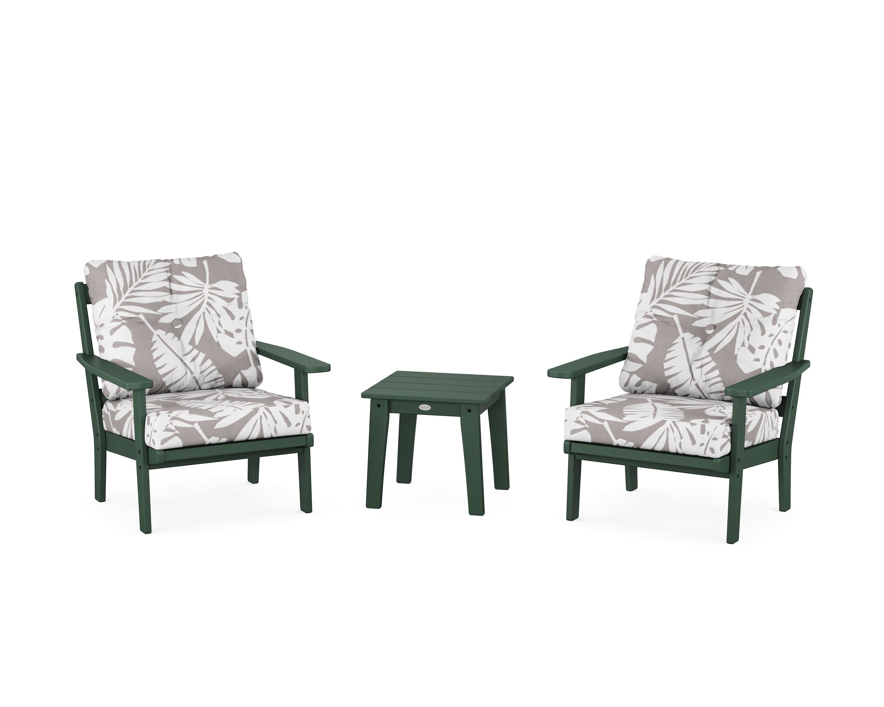 Prairie 3-Piece Deep Seating Set in Green / Leaf Grey Mist