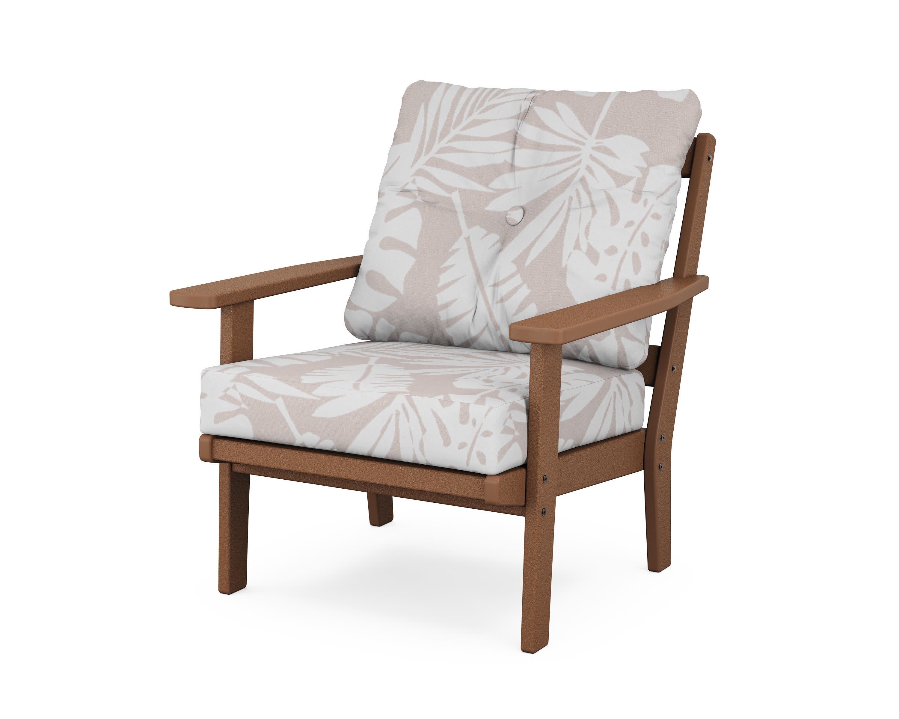Prairie Deep Seating Chair in Teak / Leaf Dune Burlap