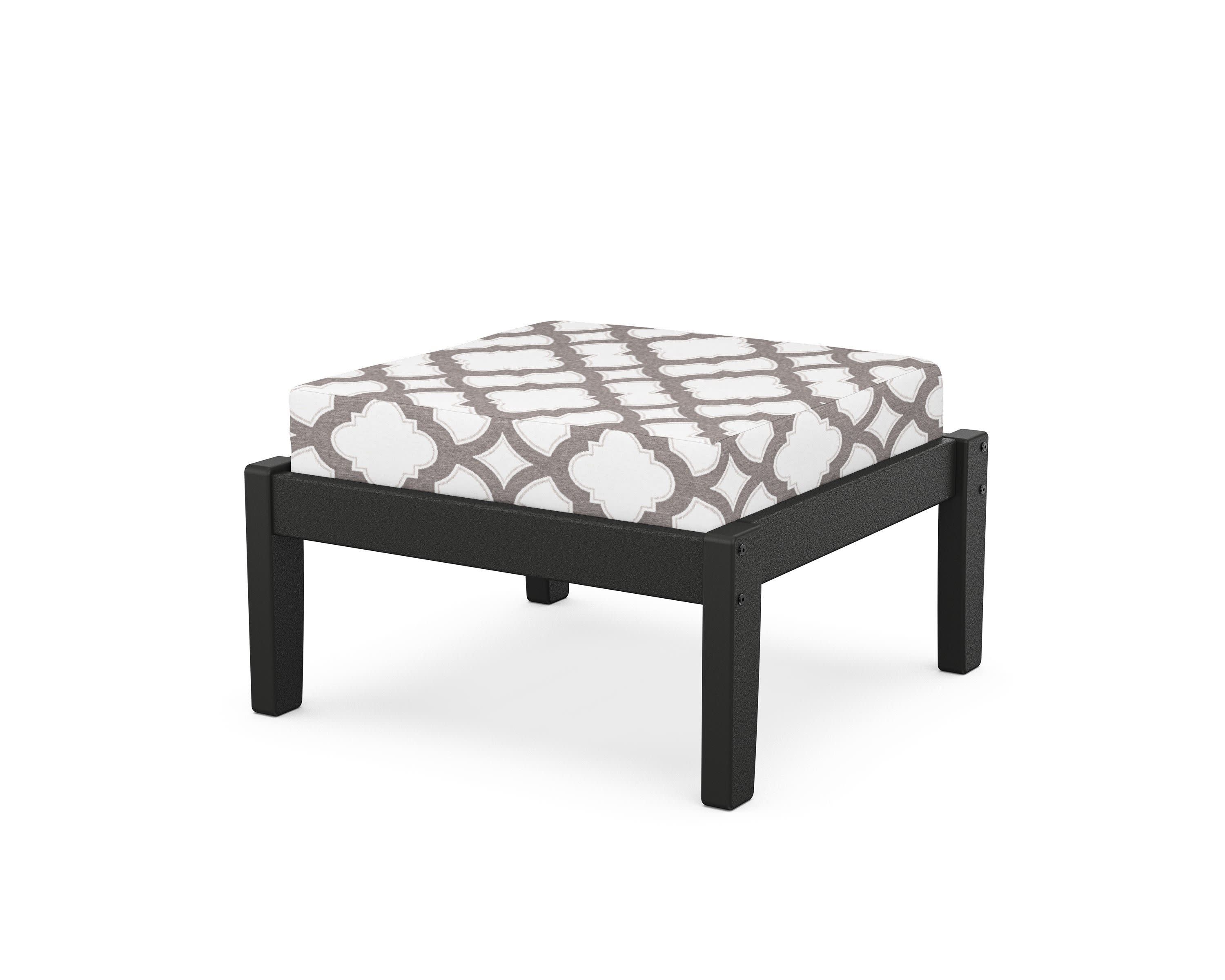 Deep Seating Ottoman in Black / Trellis Grey Mist