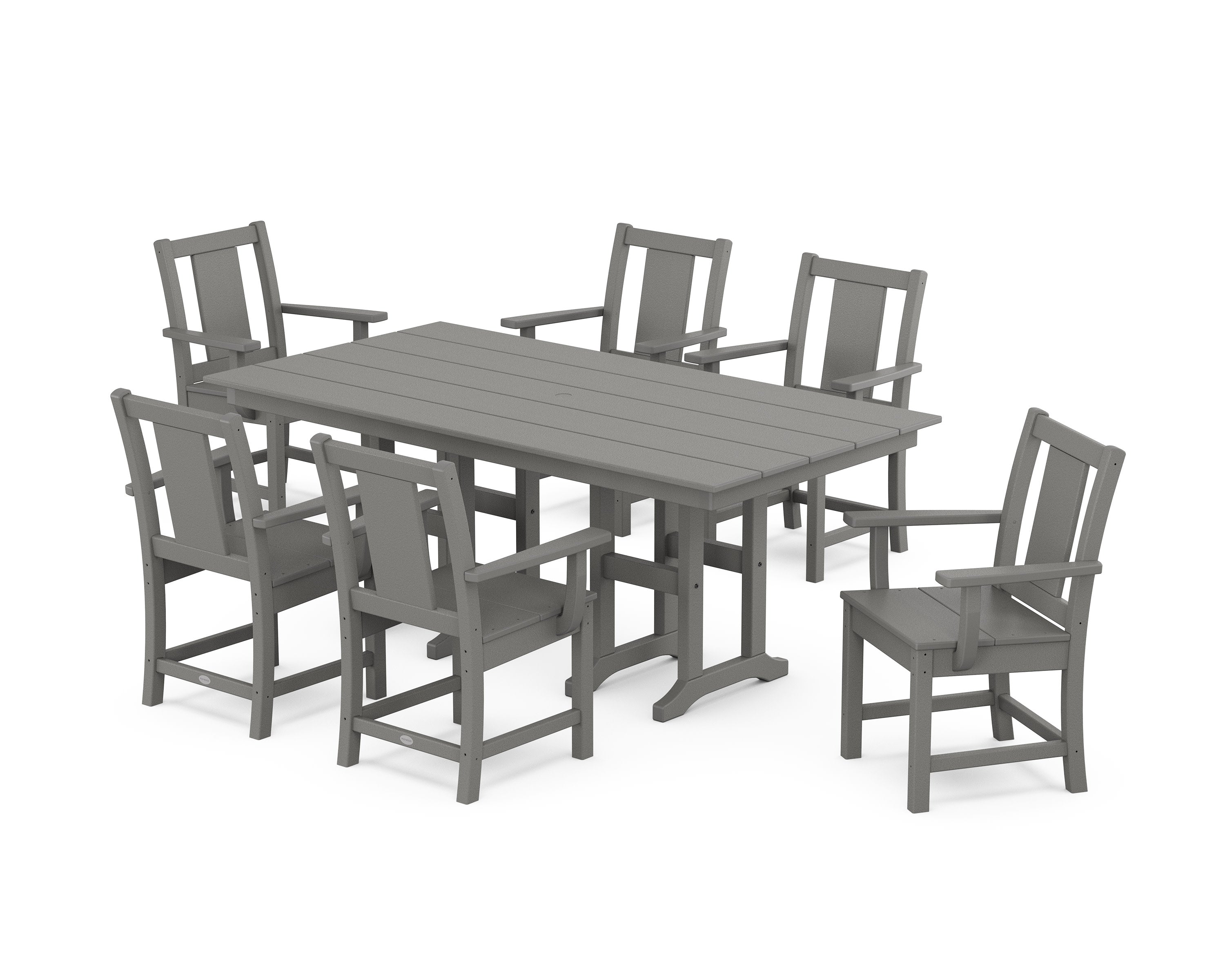 Prairie Arm Chair 7-Piece Farmhouse Dining Set in Slate Grey