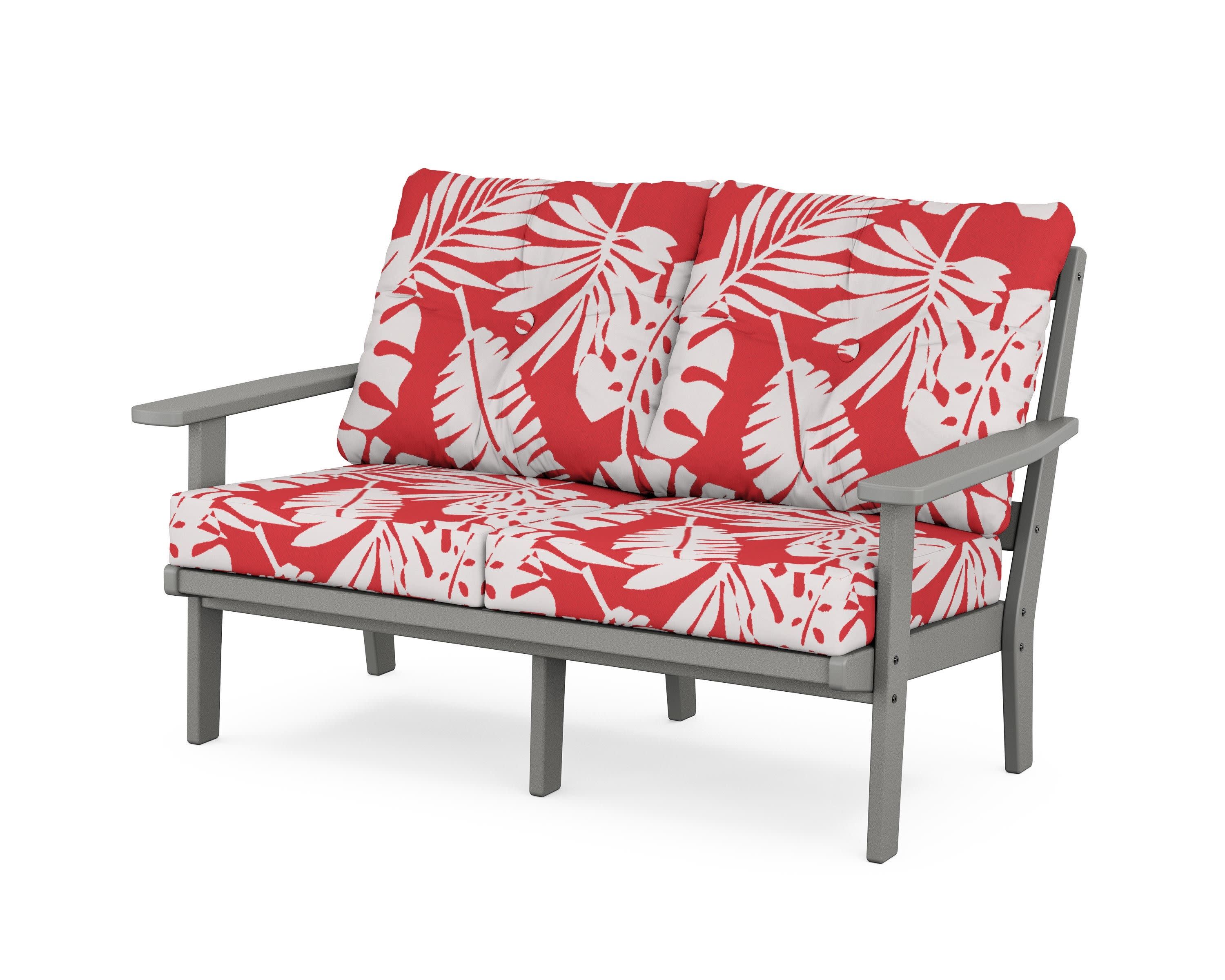 Prairie Deep SeatingLoveseat in Slate Grey / Leaf Crimson
