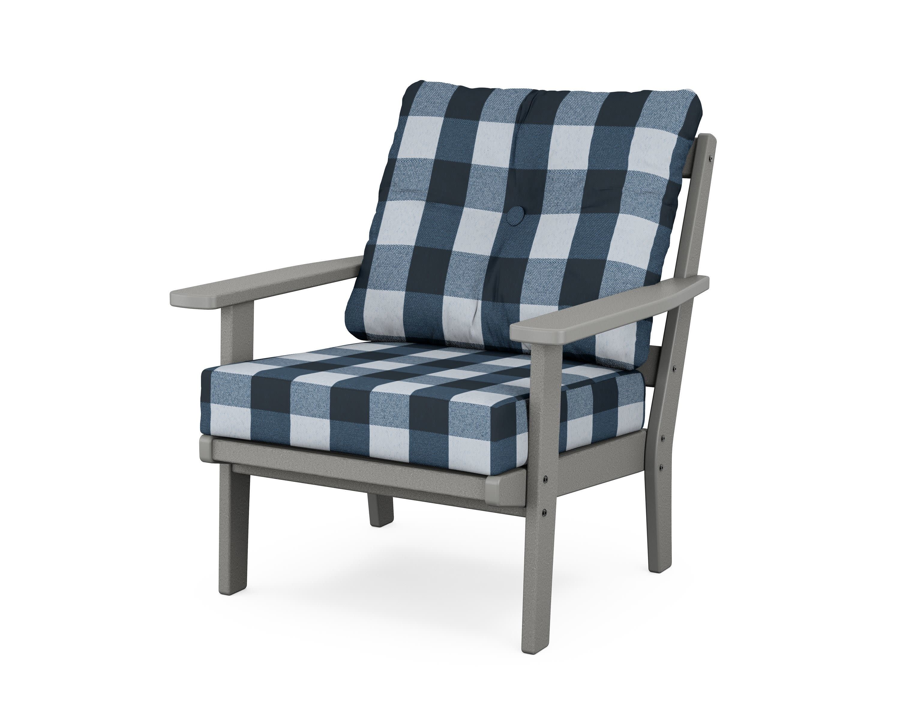 Prairie Deep Seating Chair in Slate Grey / Buffalo Plaid Marine Indigo