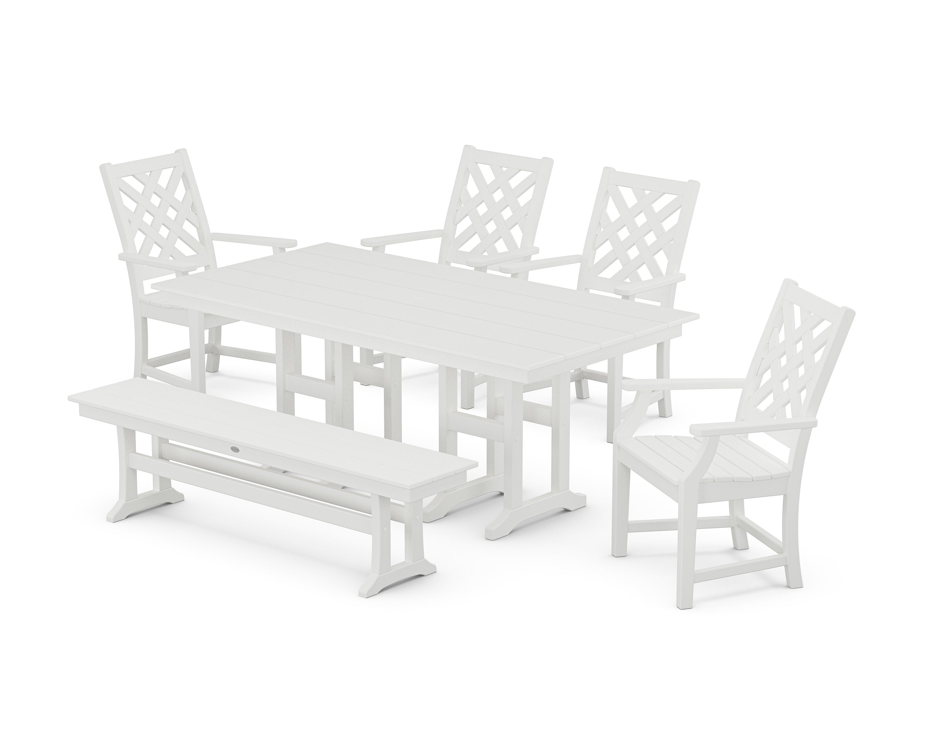 Wovendale 6-Piece Farmhouse Dining Set with Bench in White