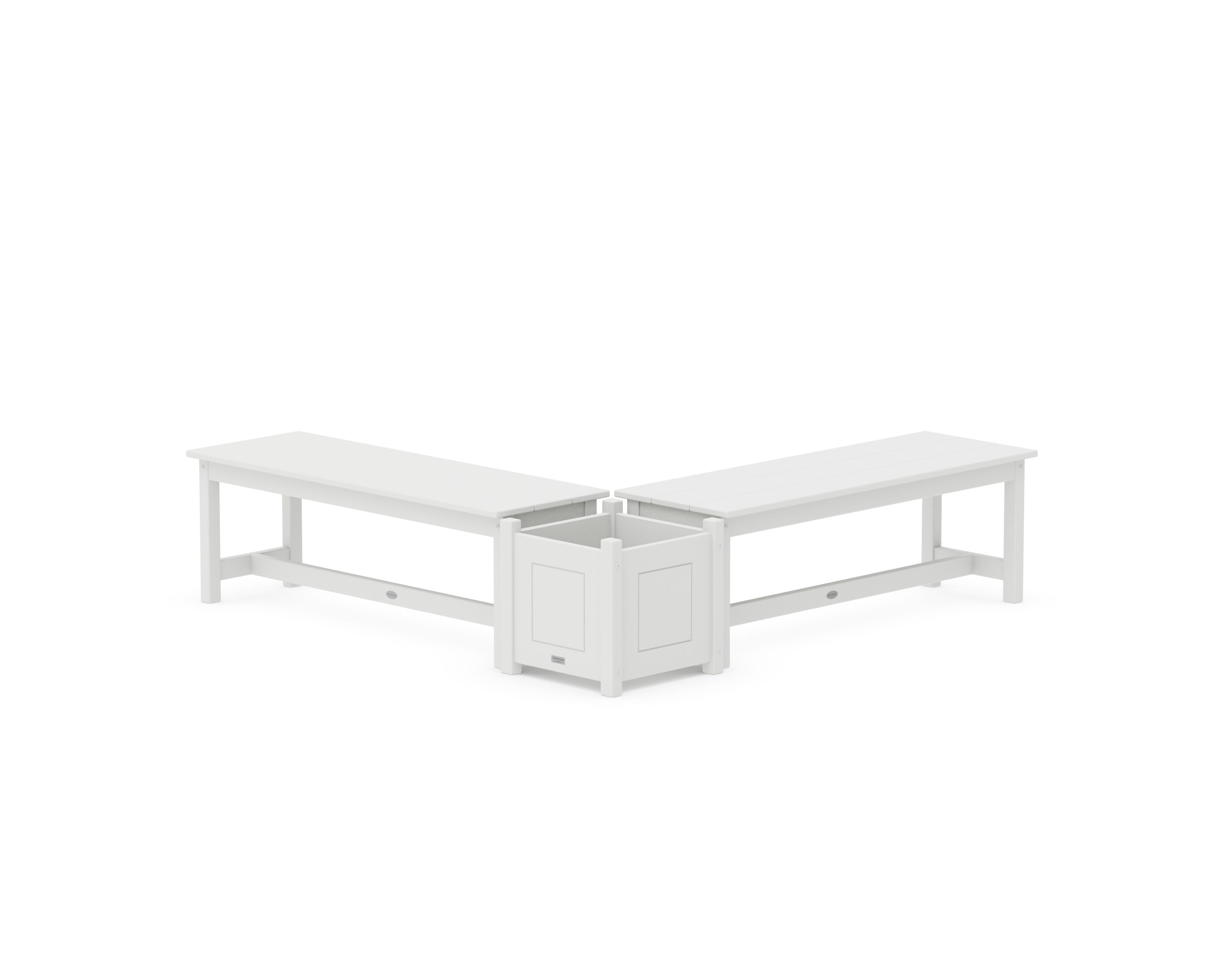 48" Country Living L- Shaped Planter Bench Set in White