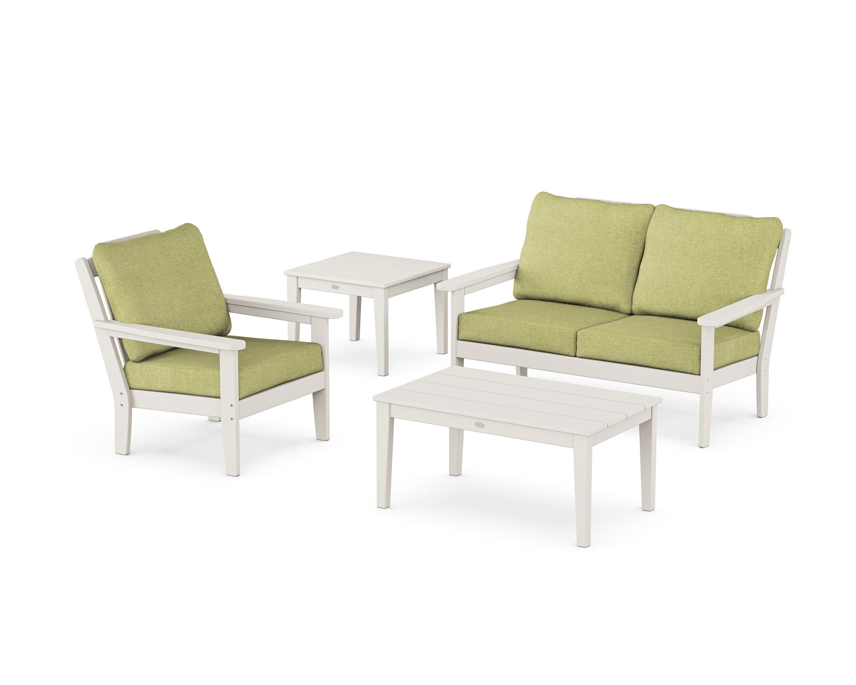 Wovendale 4-Piece Deep Seating Set in Sand / Chartreuse Boucle