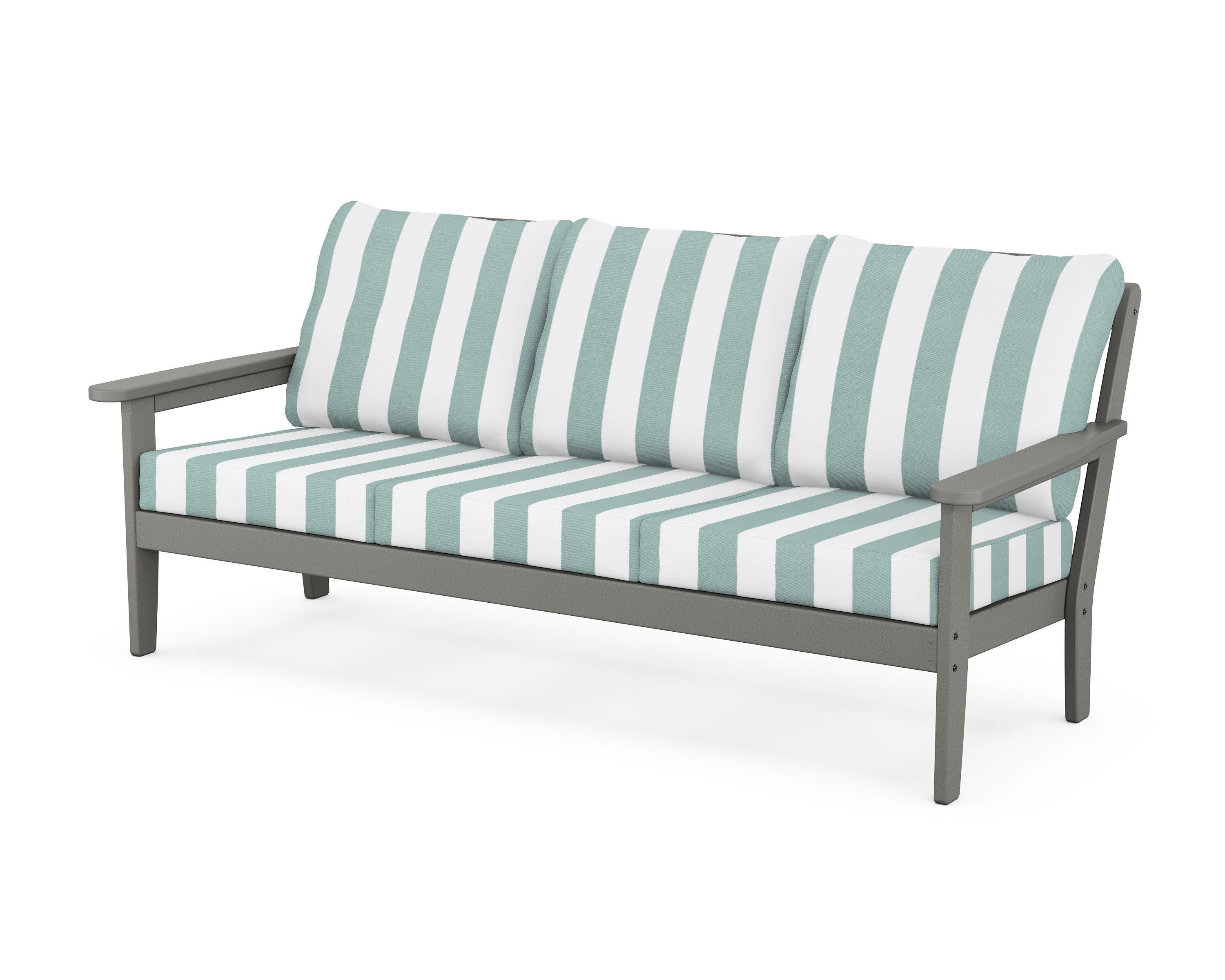 Cottage Deep Seating Sofa in Slate Grey / Cabana Stripe Glacier Spa