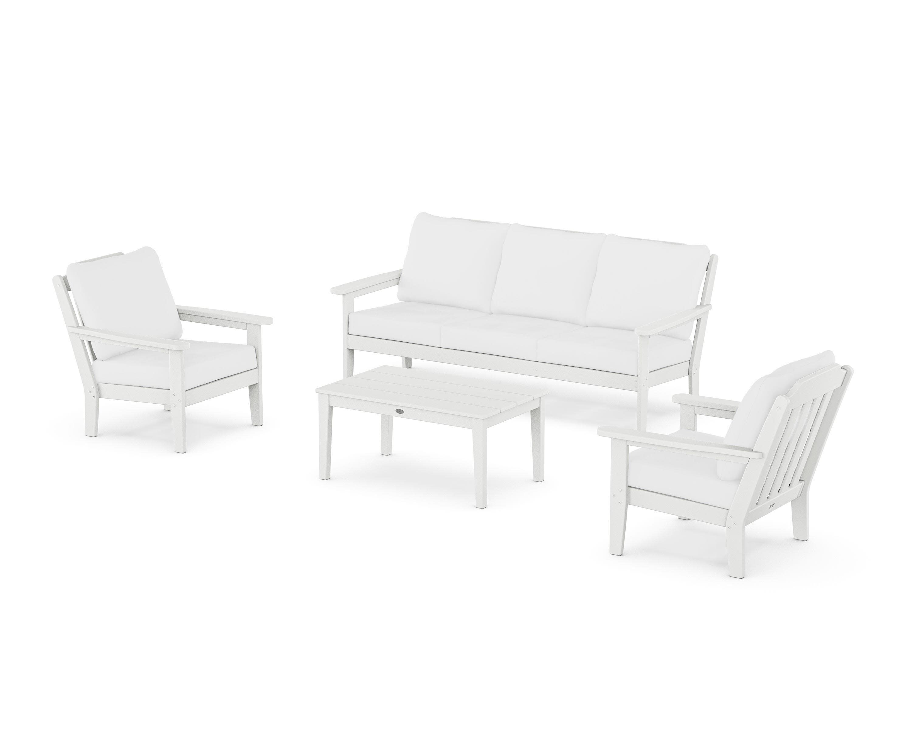 Cottage 4-Piece Deep Seating Set with Sofa in White / Natural