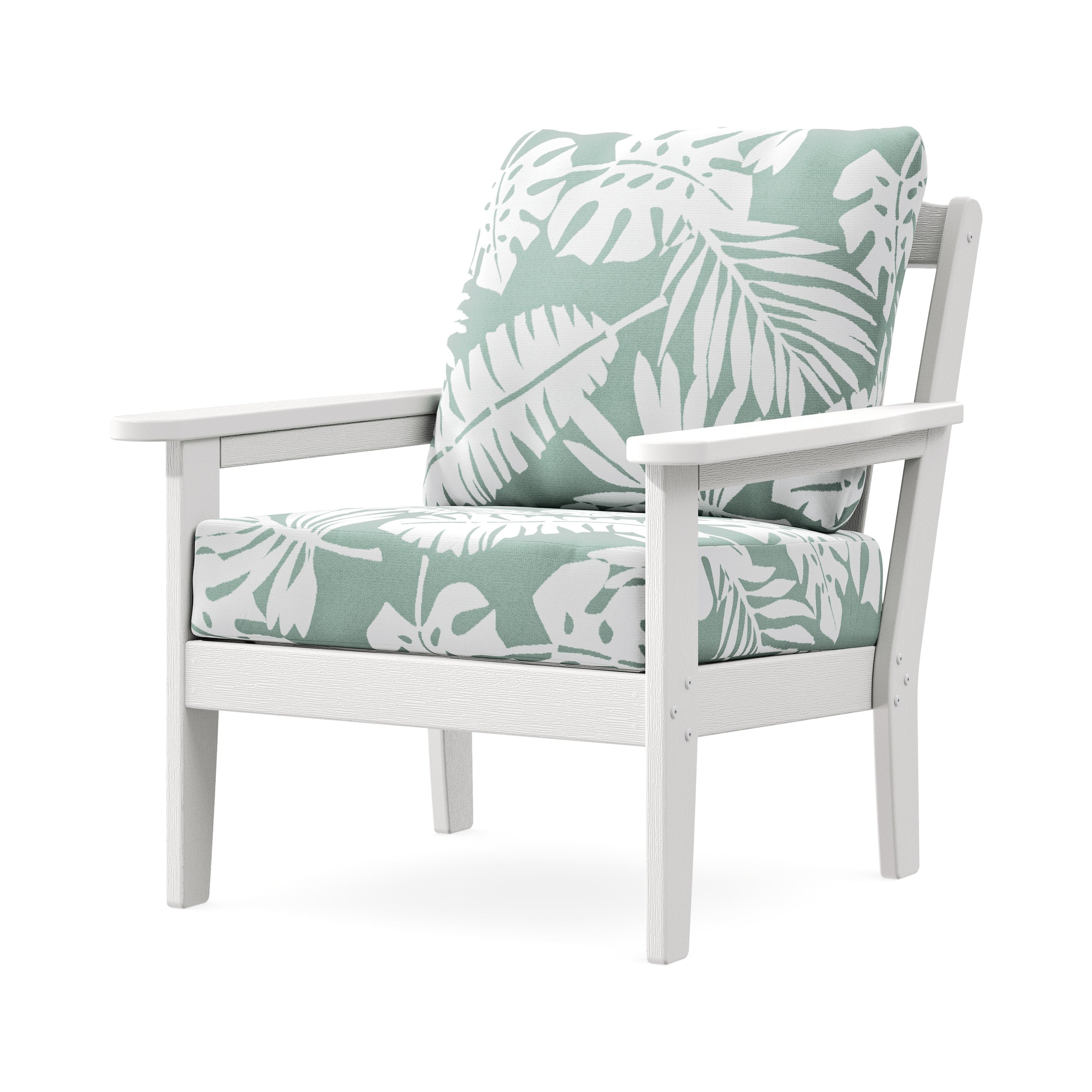 Cottage Deep Seating Chair in Vintage White / Leaf Glacier Spa
