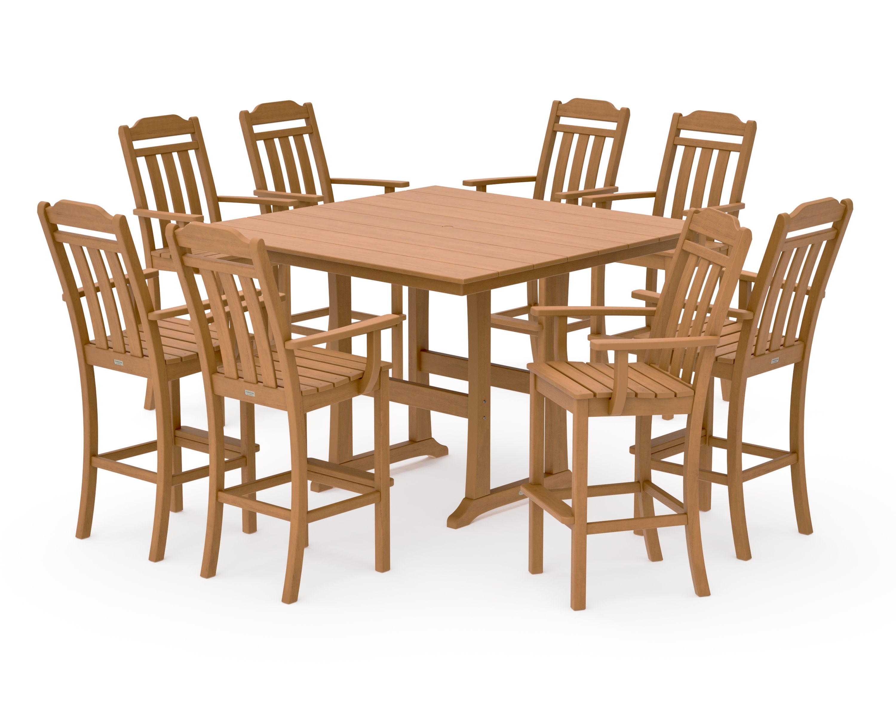 Cottage 9-Piece Farmhouse Bar Set with Trestle Legs in Natural