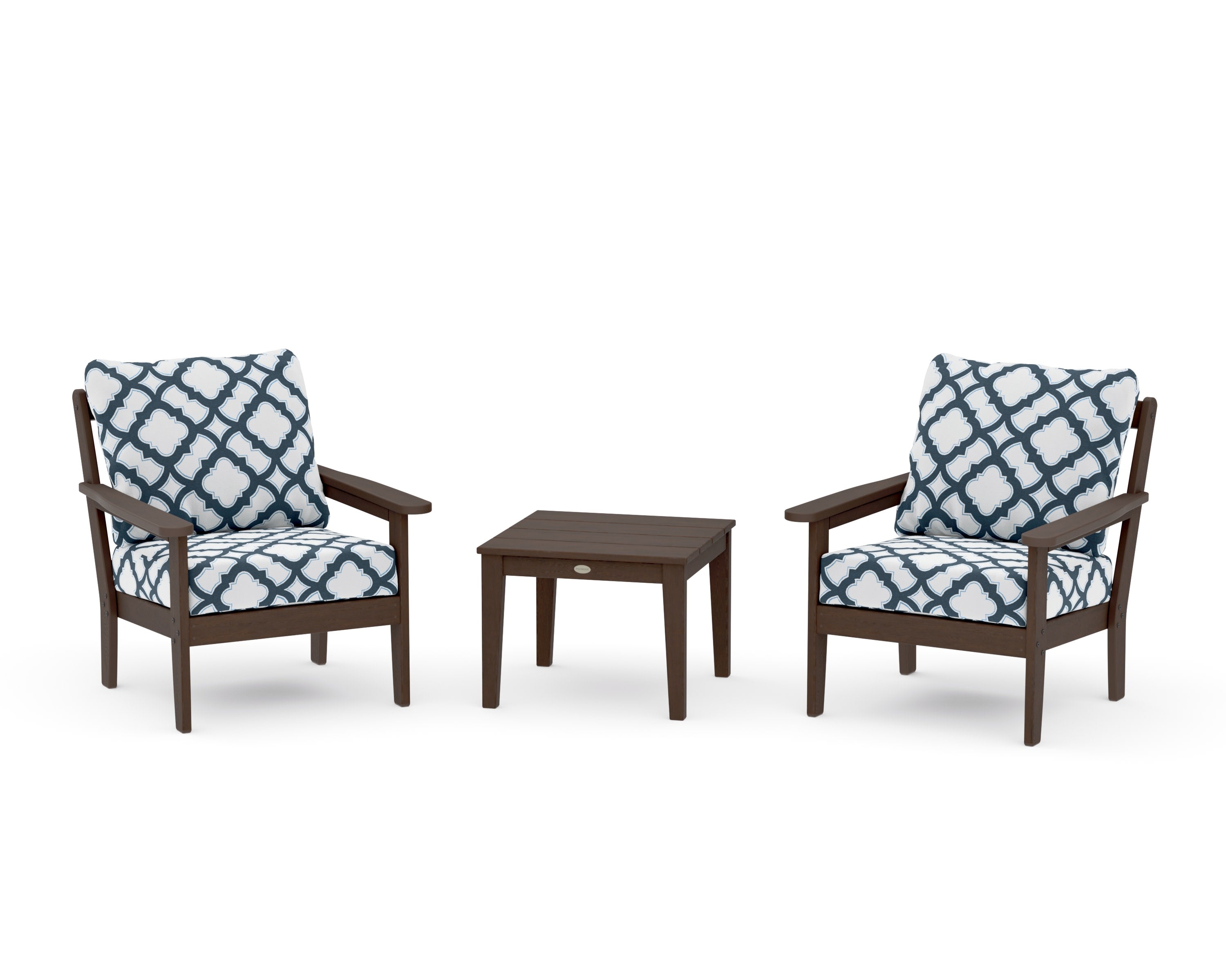 Cottage 3-Piece Deep Seating Set in Kona / Trellis Marine Indigo