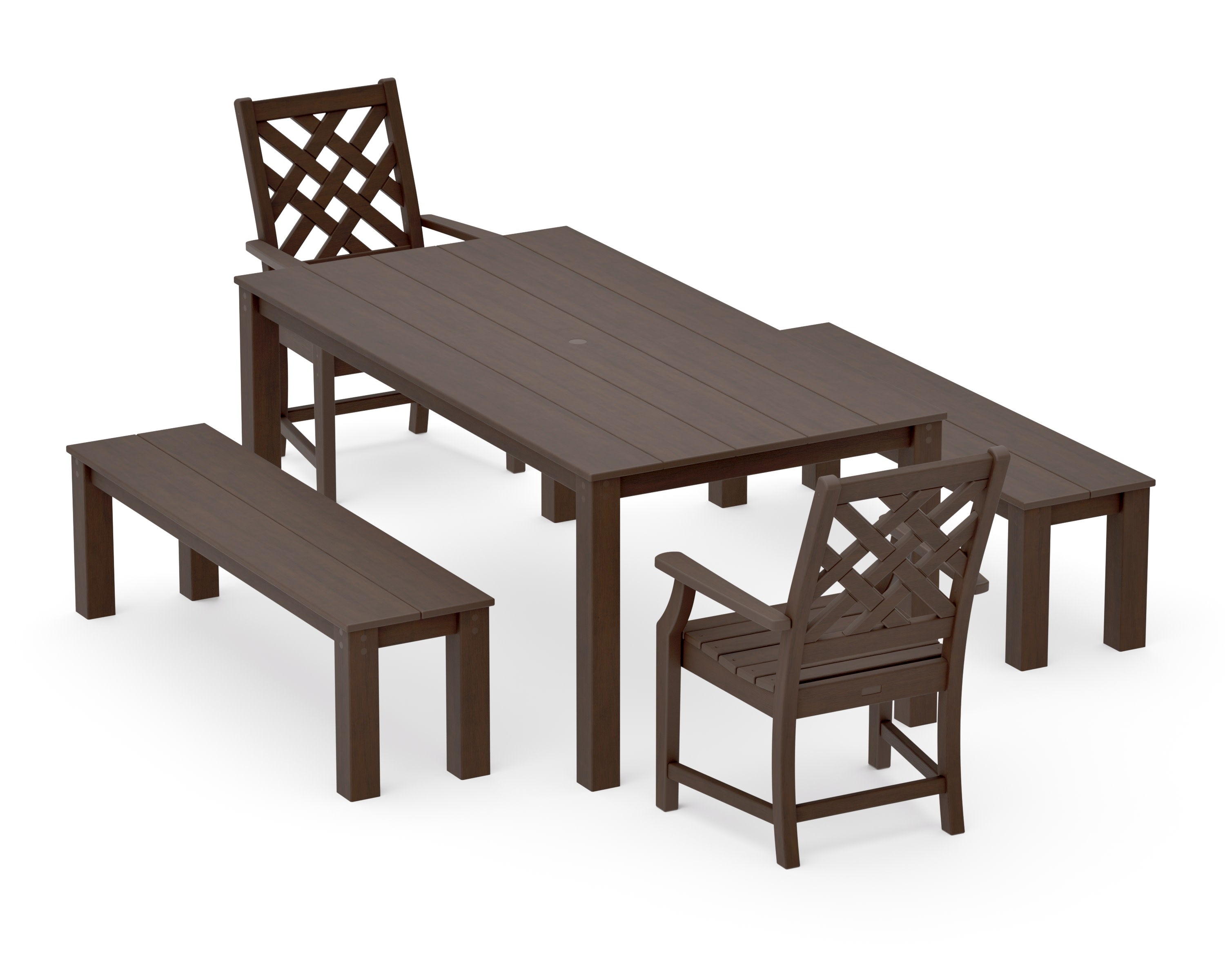 Wovendale 5-Piece Parsons Dining Set with Benches in Kona
