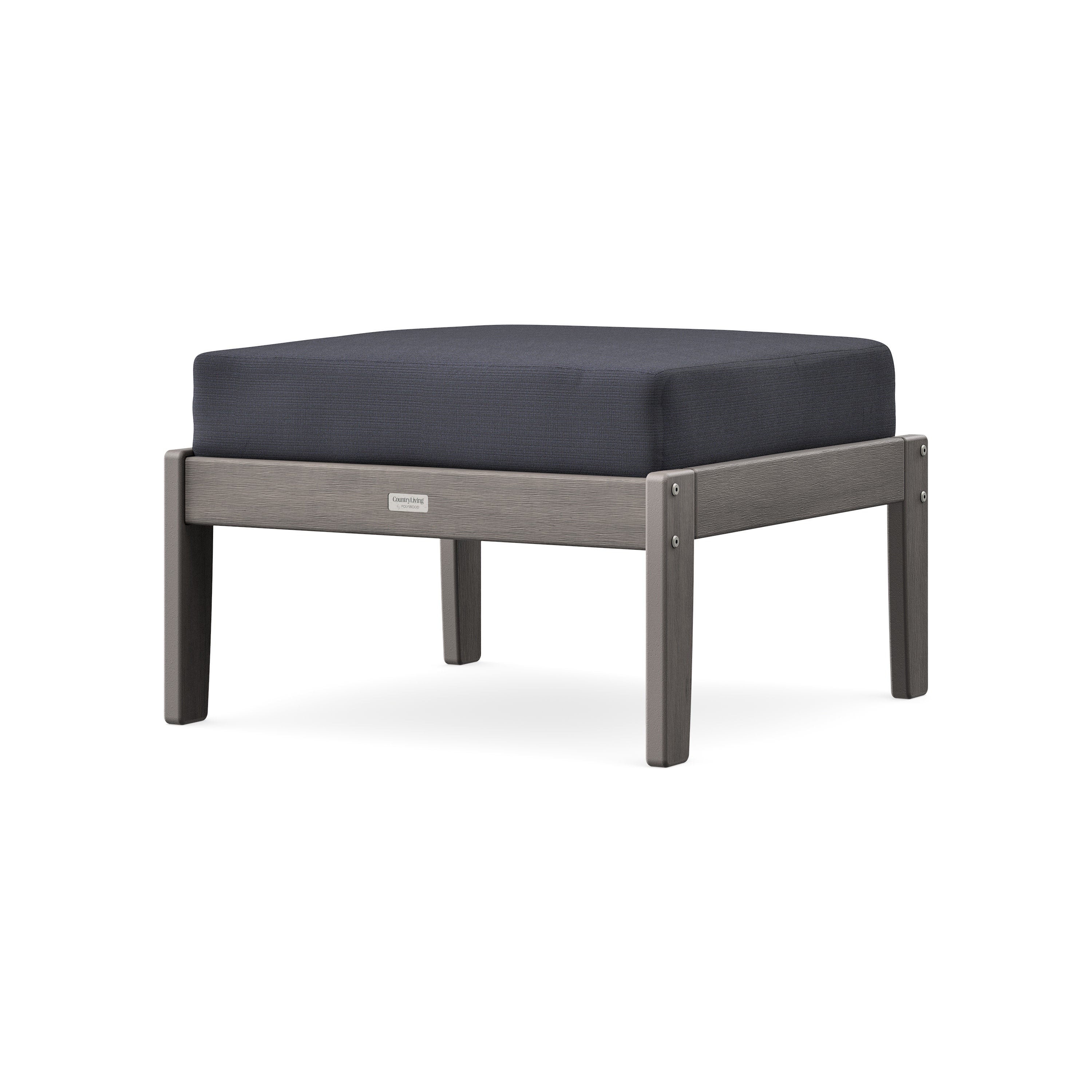 Cottage Deep Seating Ottoman in Driftwood / Midnight Linen