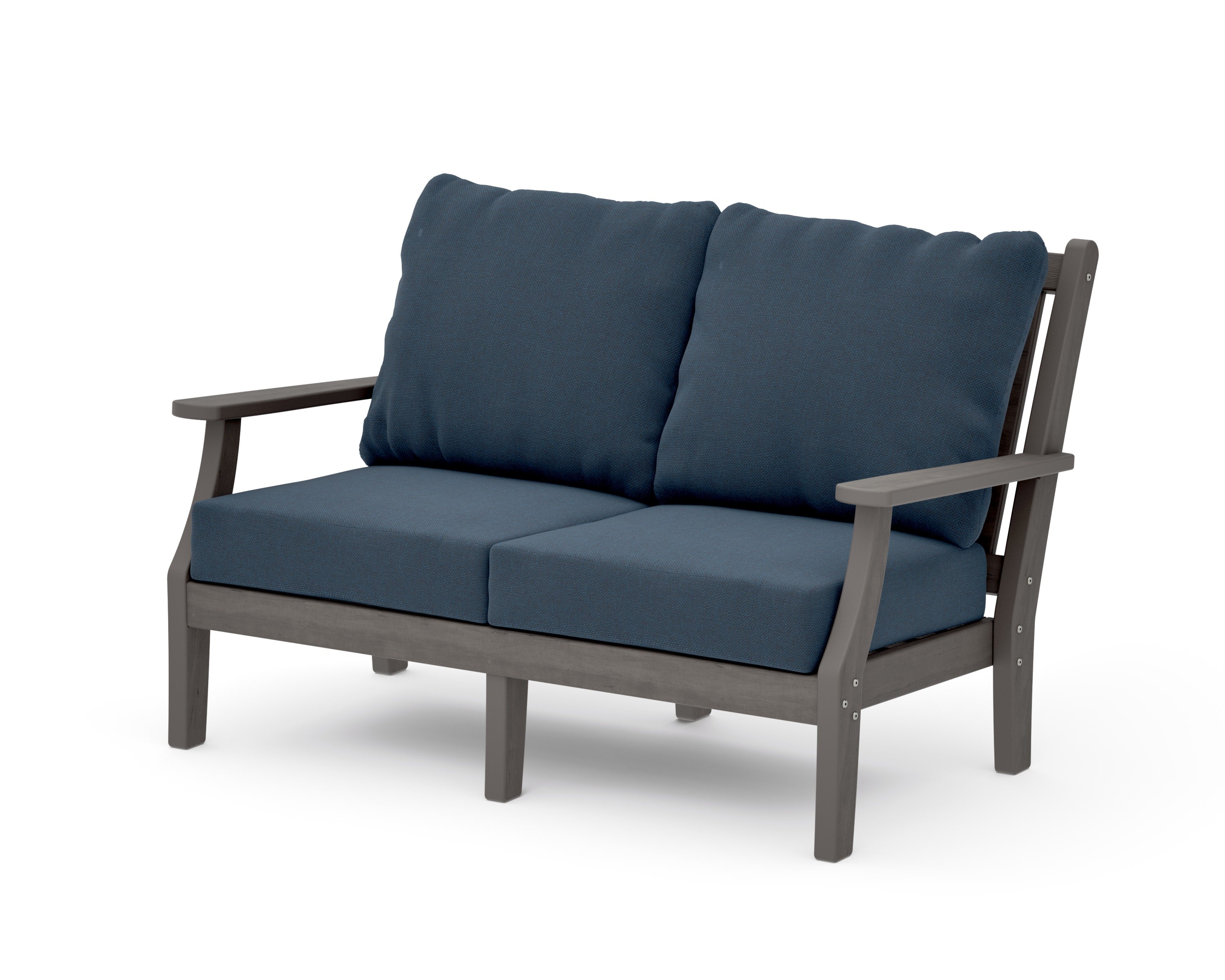 Wovendale Deep Seating Loveseat in Driftwood / Marine Indigo