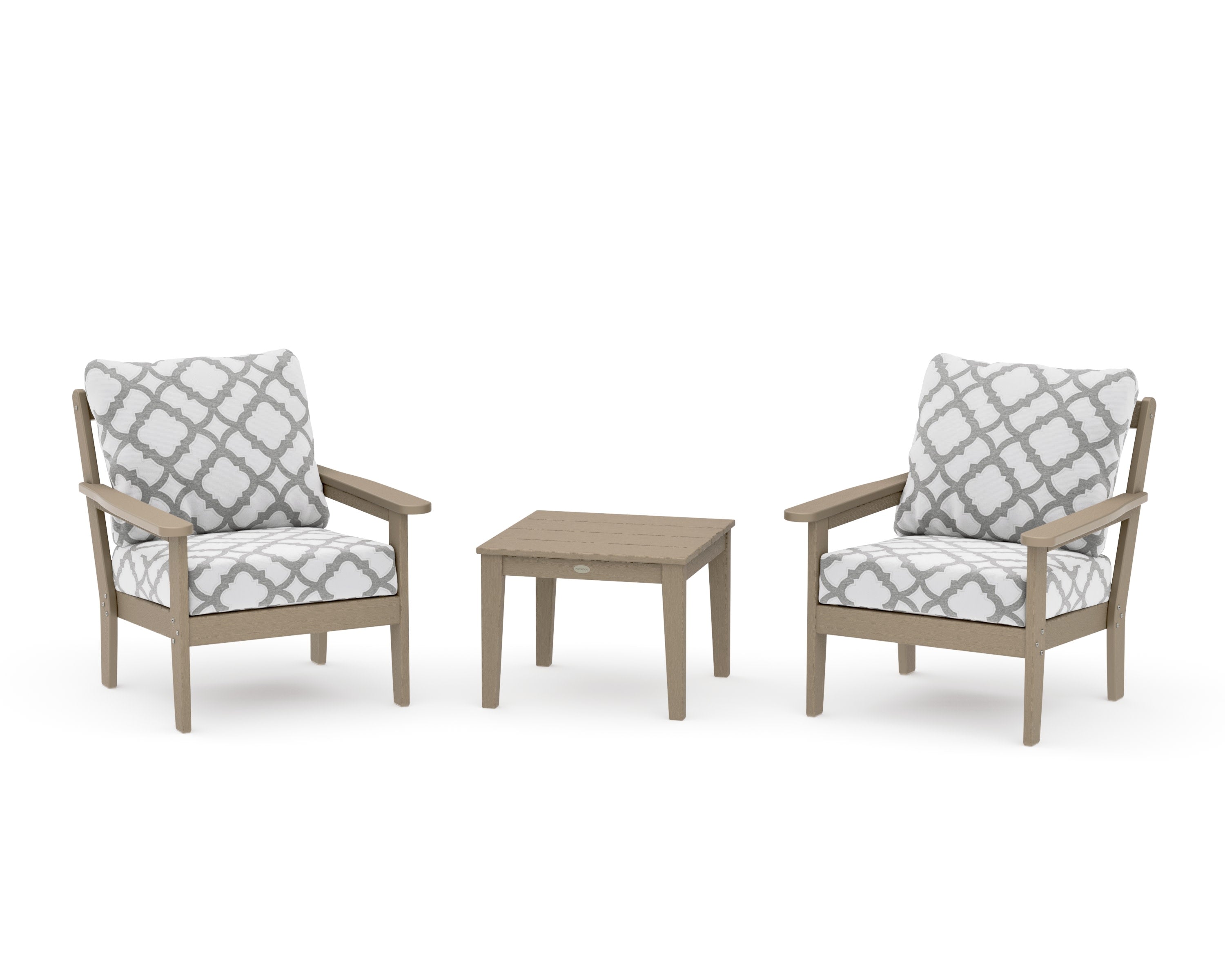 Cottage 3-Piece Deep Seating Set in Vintage Sahara / Trellis Grey Mist