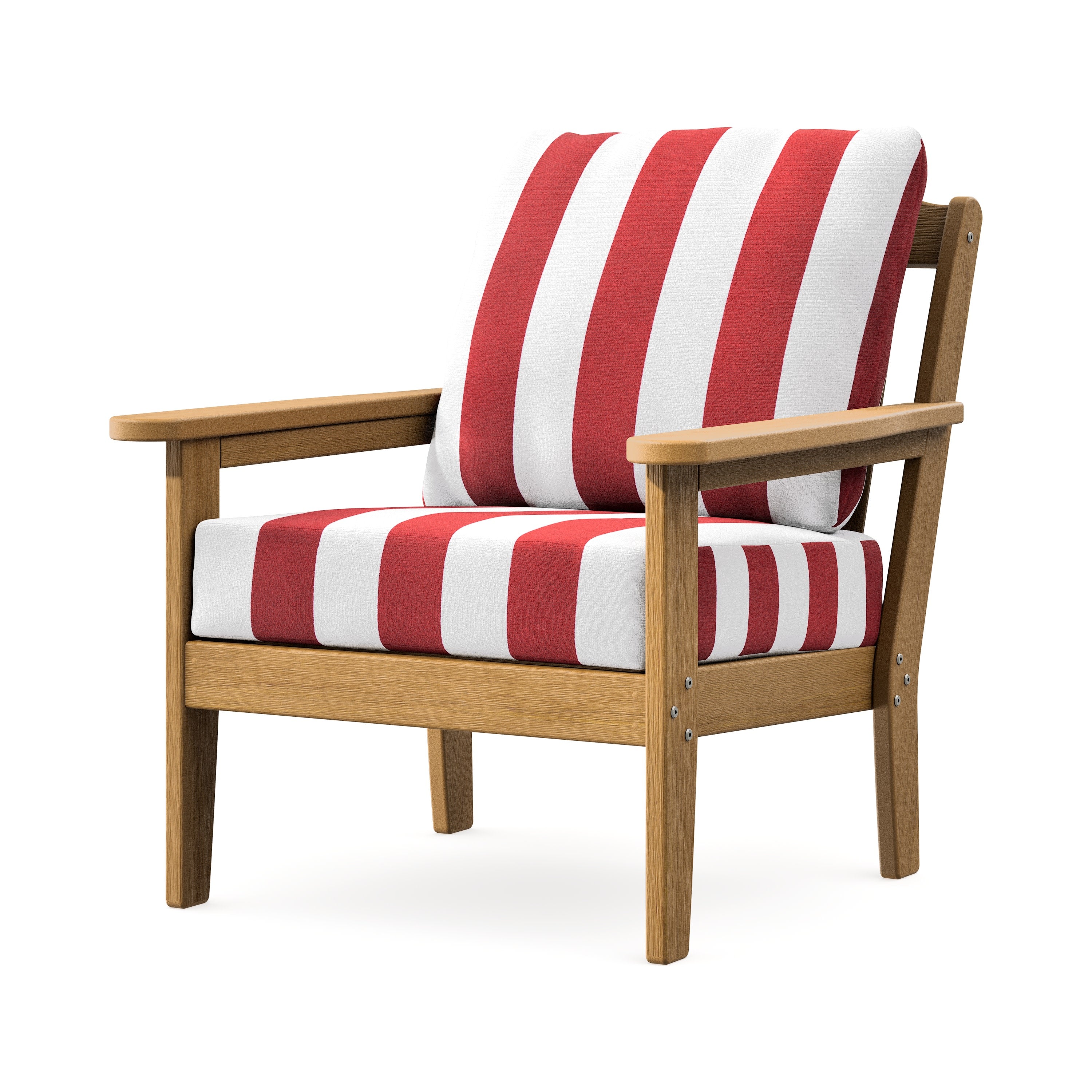 Cottage Deep Seating Chair in Natural / Cabana Stripe Crimson