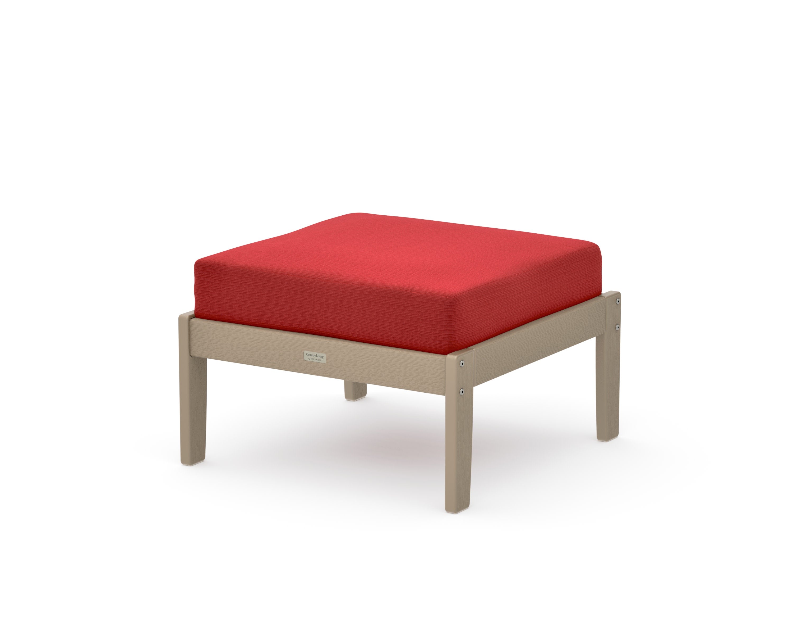 Cottage Deep Seating Ottoman in Vintage Sahara / Crimson Linen