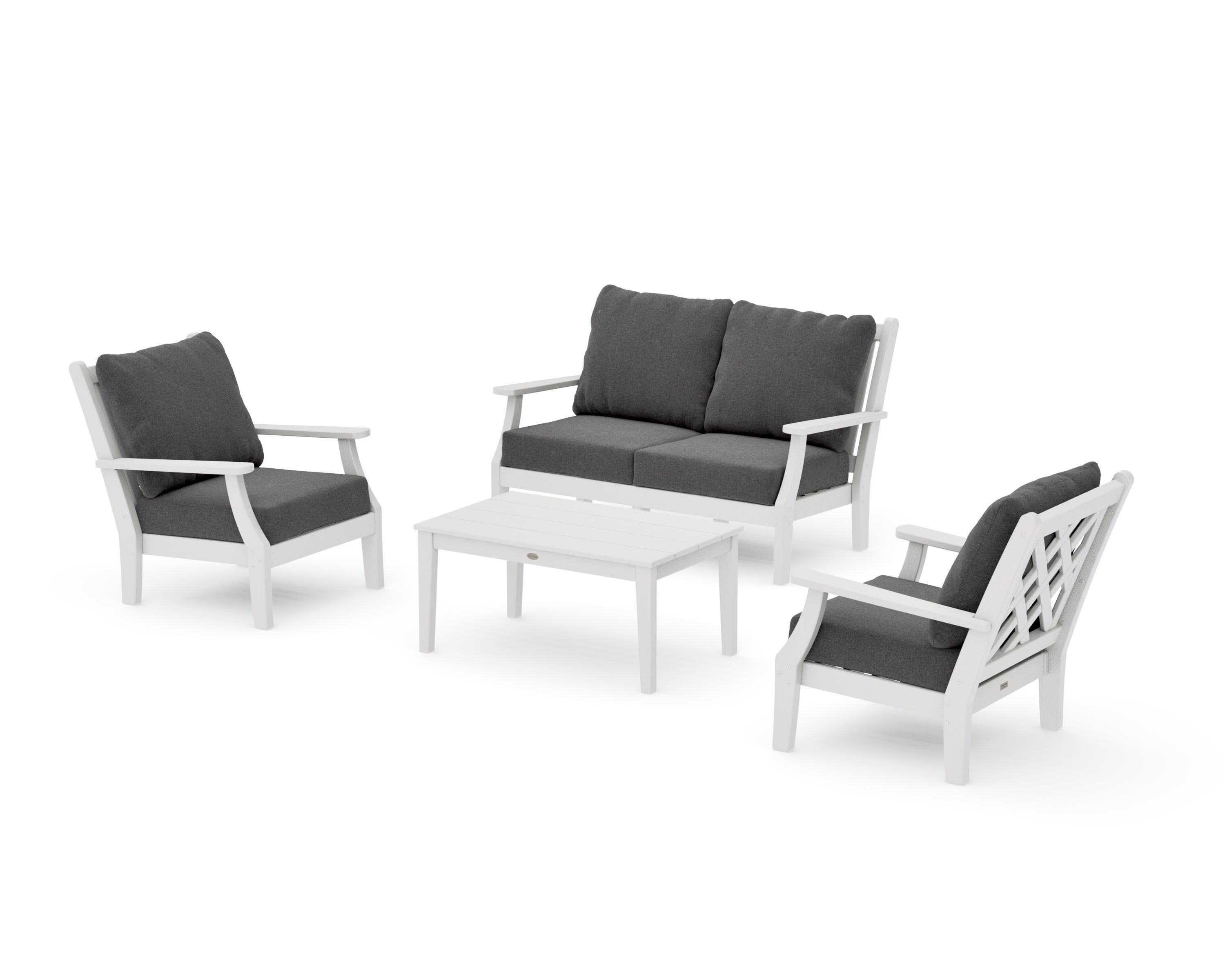 Wovendale 4-Piece Deep Seating Set with Loveseat in Vintage White / Ash Charcoal