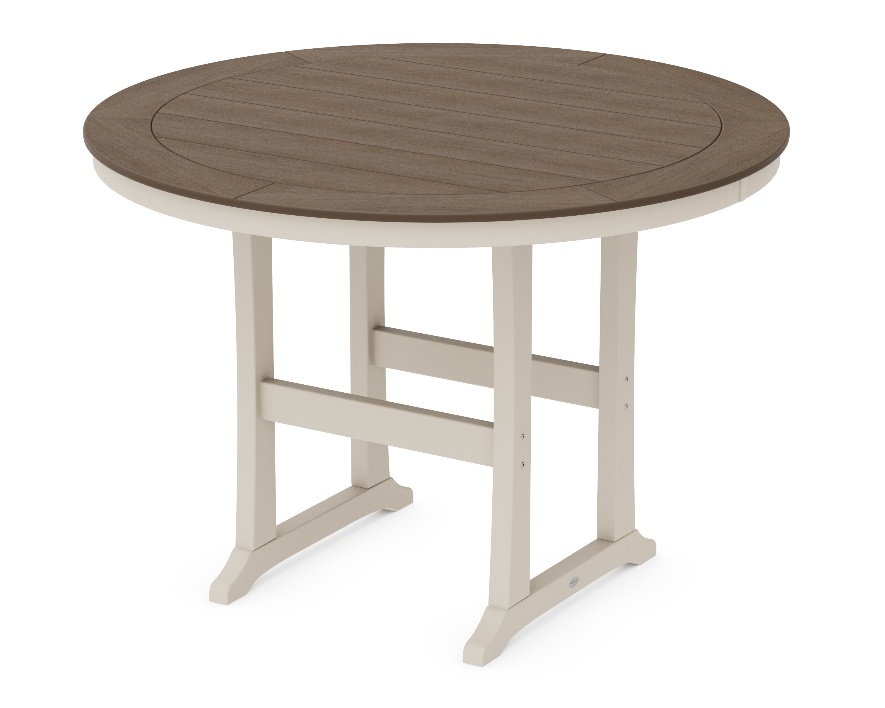 Nautical Trestle 60" Round Bar Table in Sand / Kona