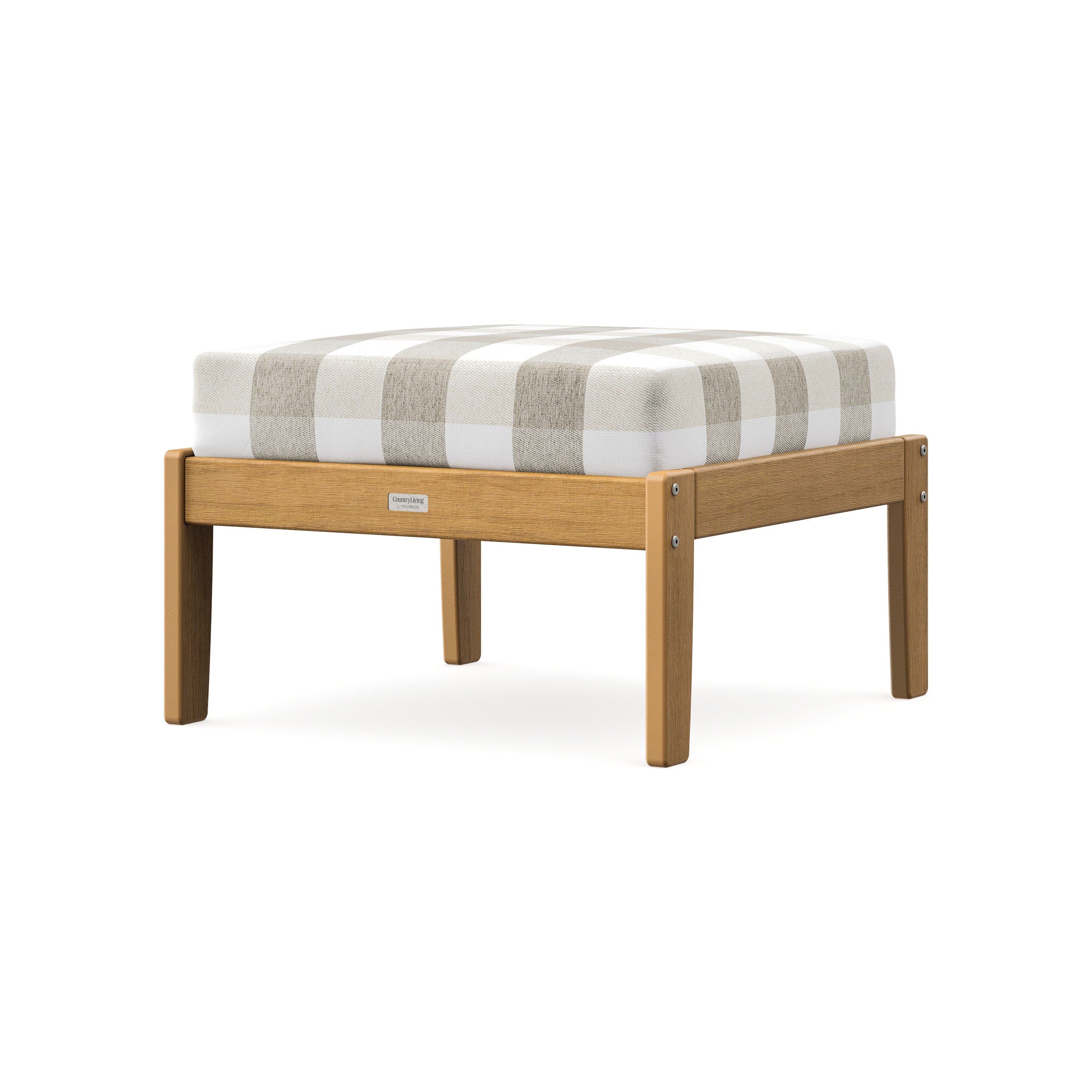 Cottage Deep Seating Ottoman in Natural / Buffalo Plaid Dune Burlap
