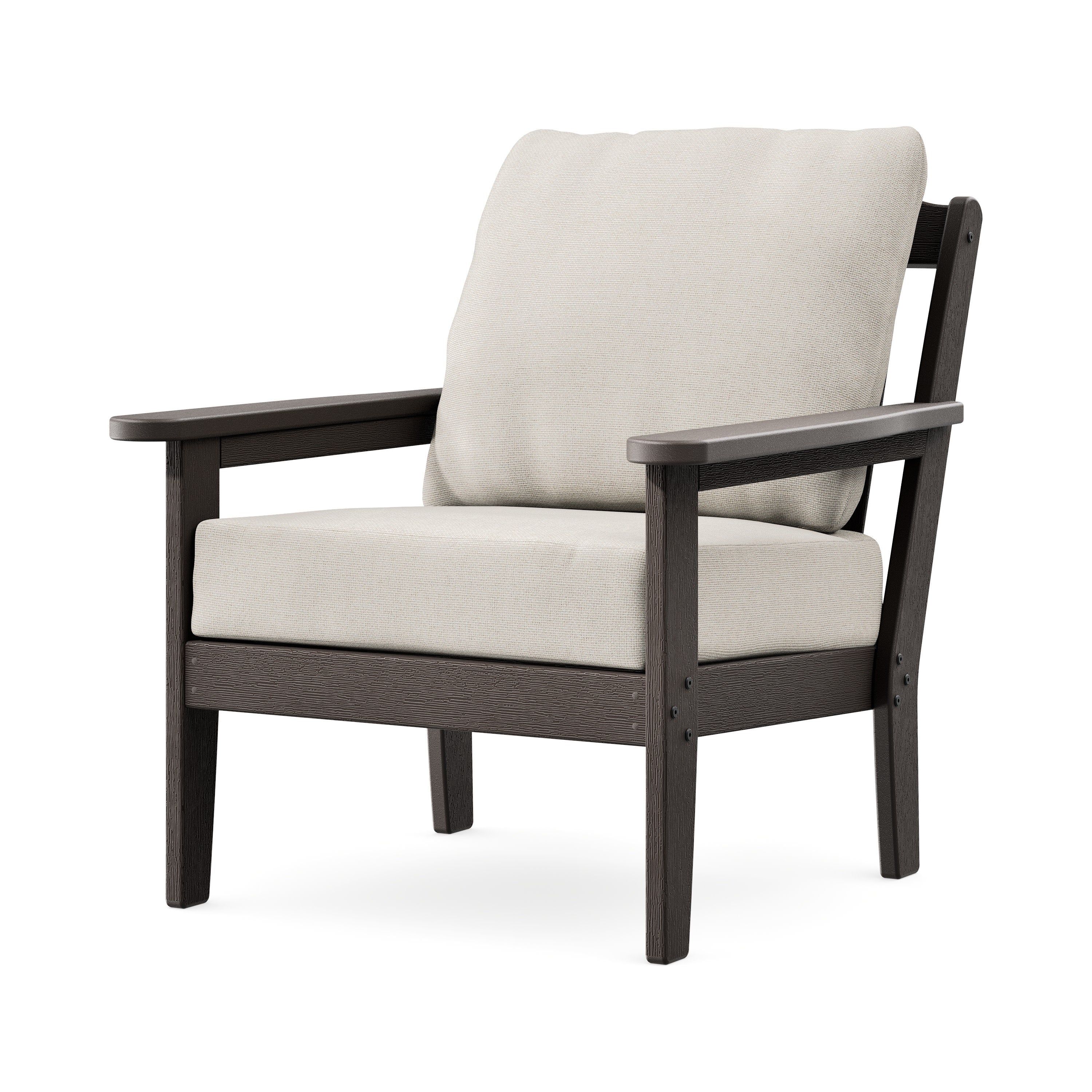 Cottage Deep Seating Chair in Vintage Coffee / Dune Burlap