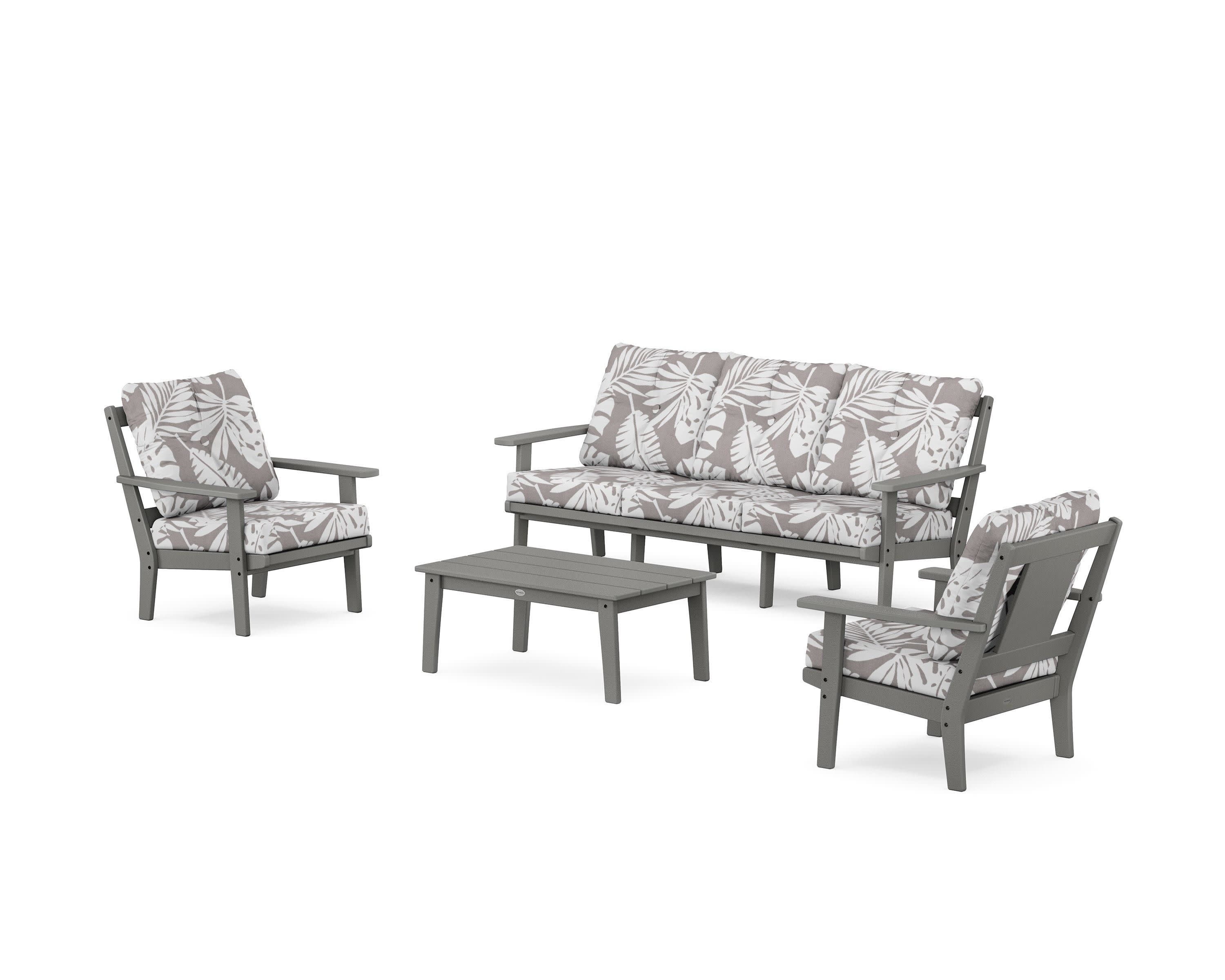 Prairie 4-Piece Deep Seating Set with Sofa in Slate Grey / Leaf Grey Mist