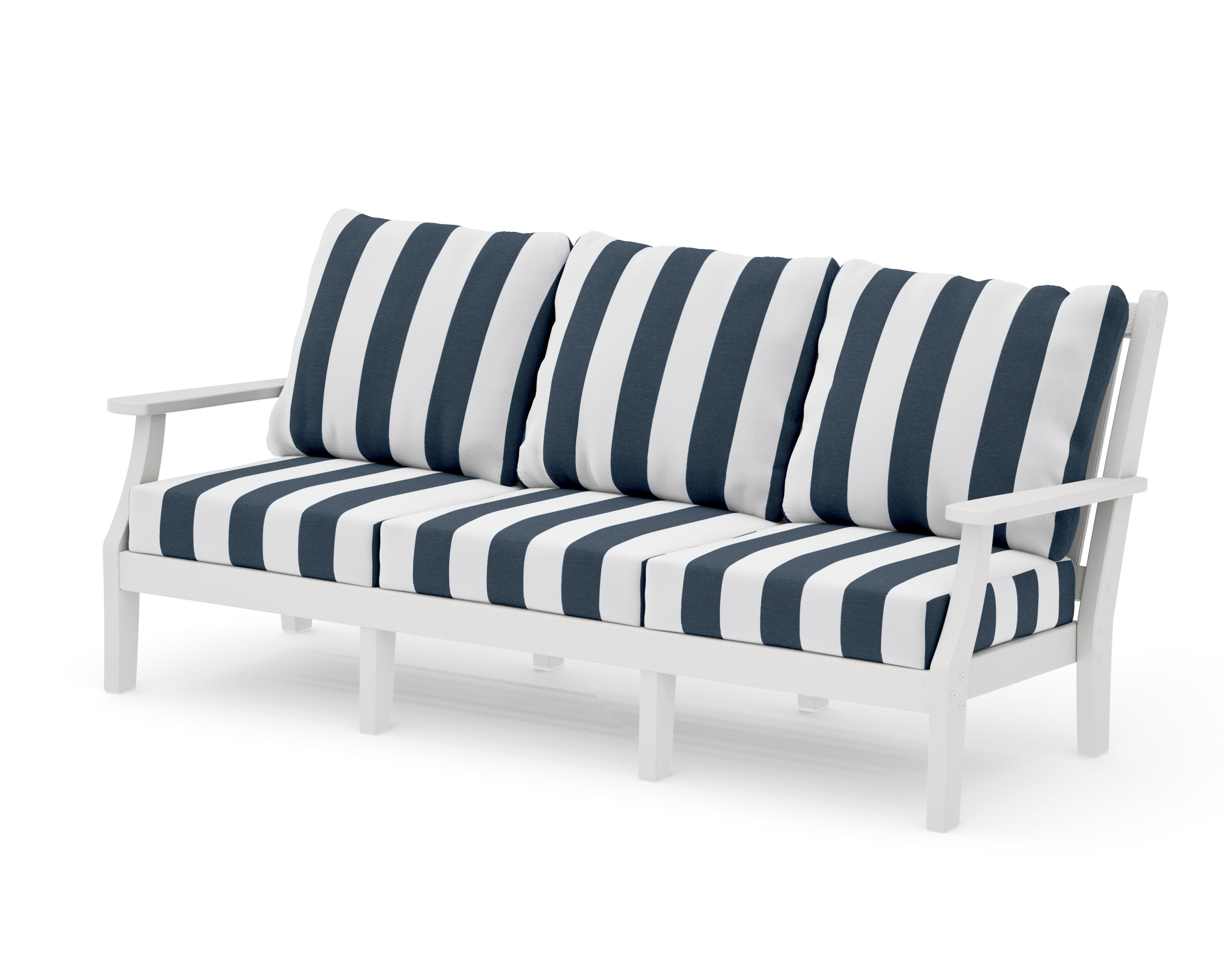Wovendale Deep Seating Sofa in Vintage White / Cabana Stripe Marine Indigo