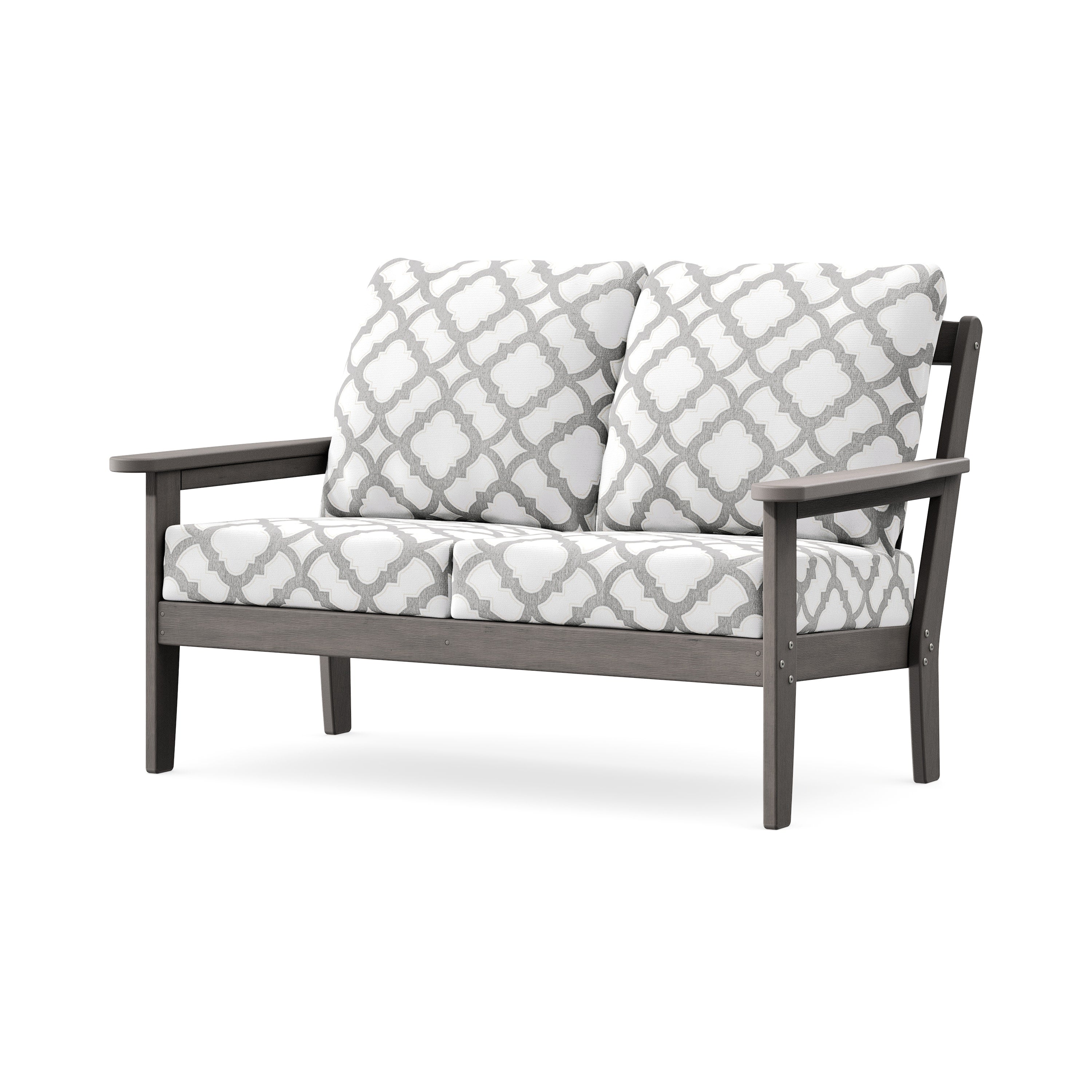 Cottage Deep Seating Loveseat in Driftwood / Trellis Grey Mist