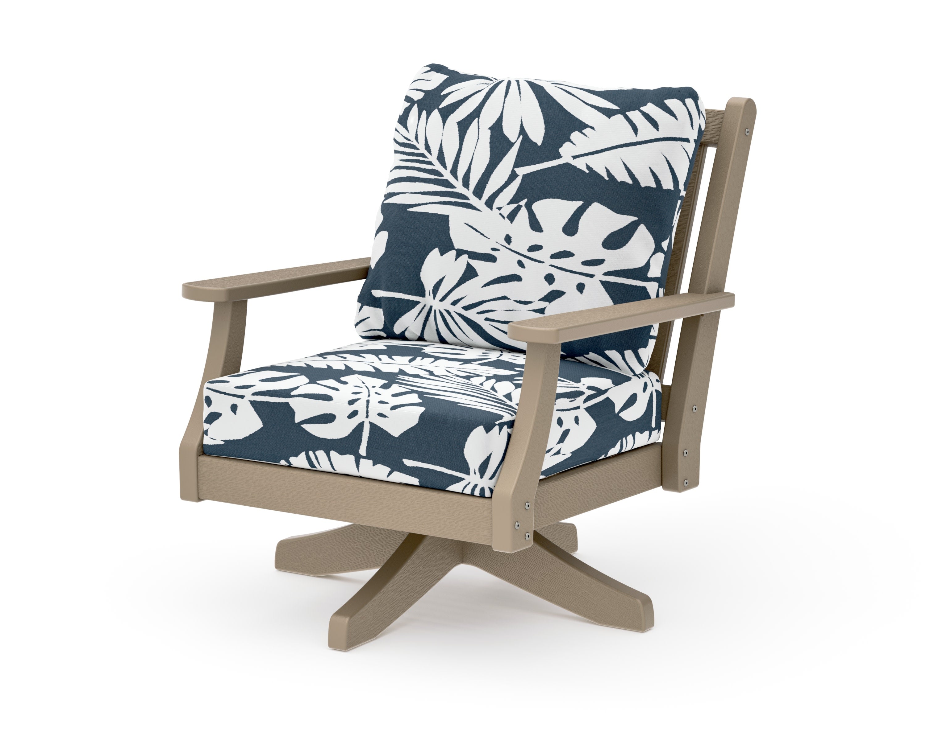 Wovendale Deep Seating Swivel Chair in Vintage Sahara / Leaf Marine Indigo