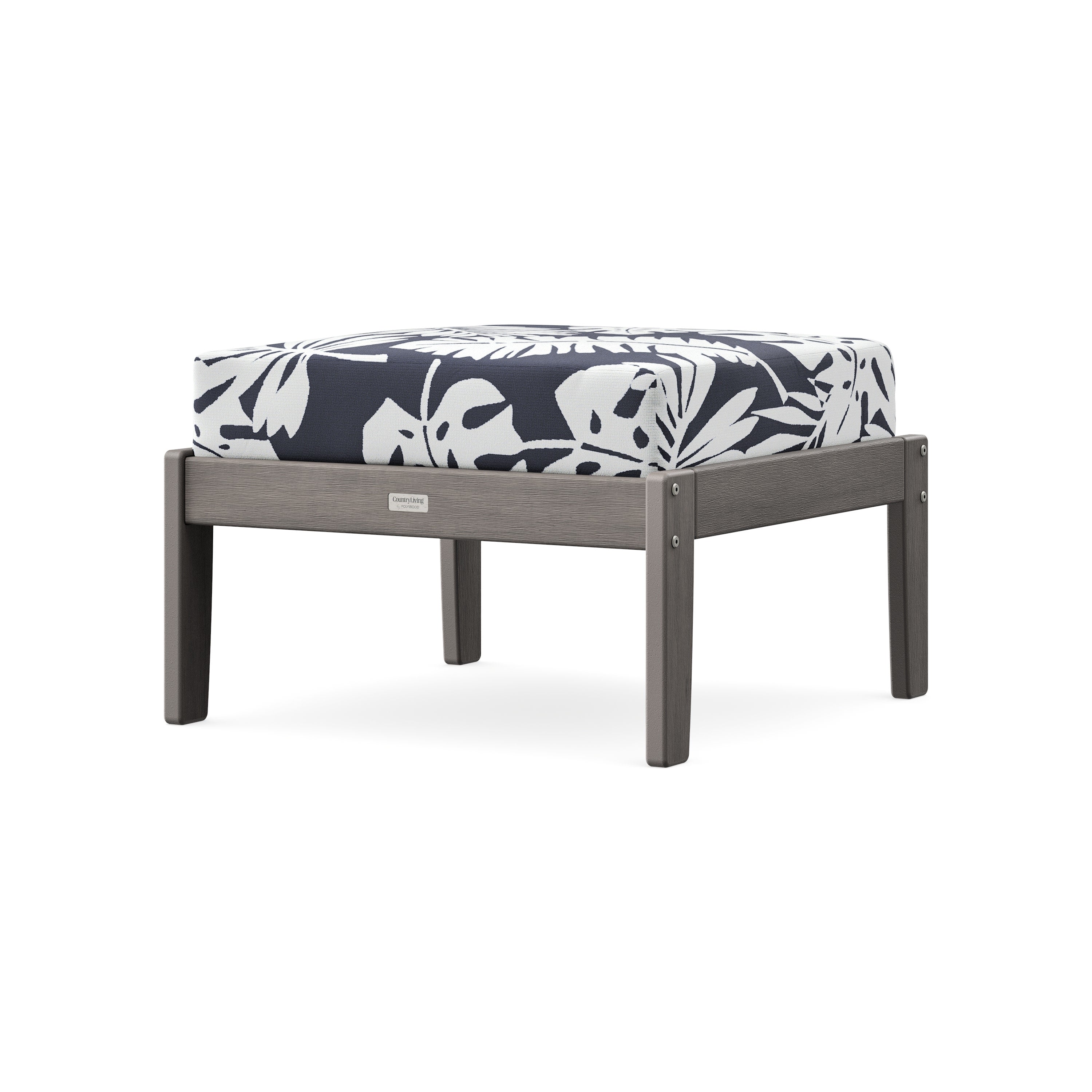 Cottage Deep Seating Ottoman in Driftwood / Leaf Navy
