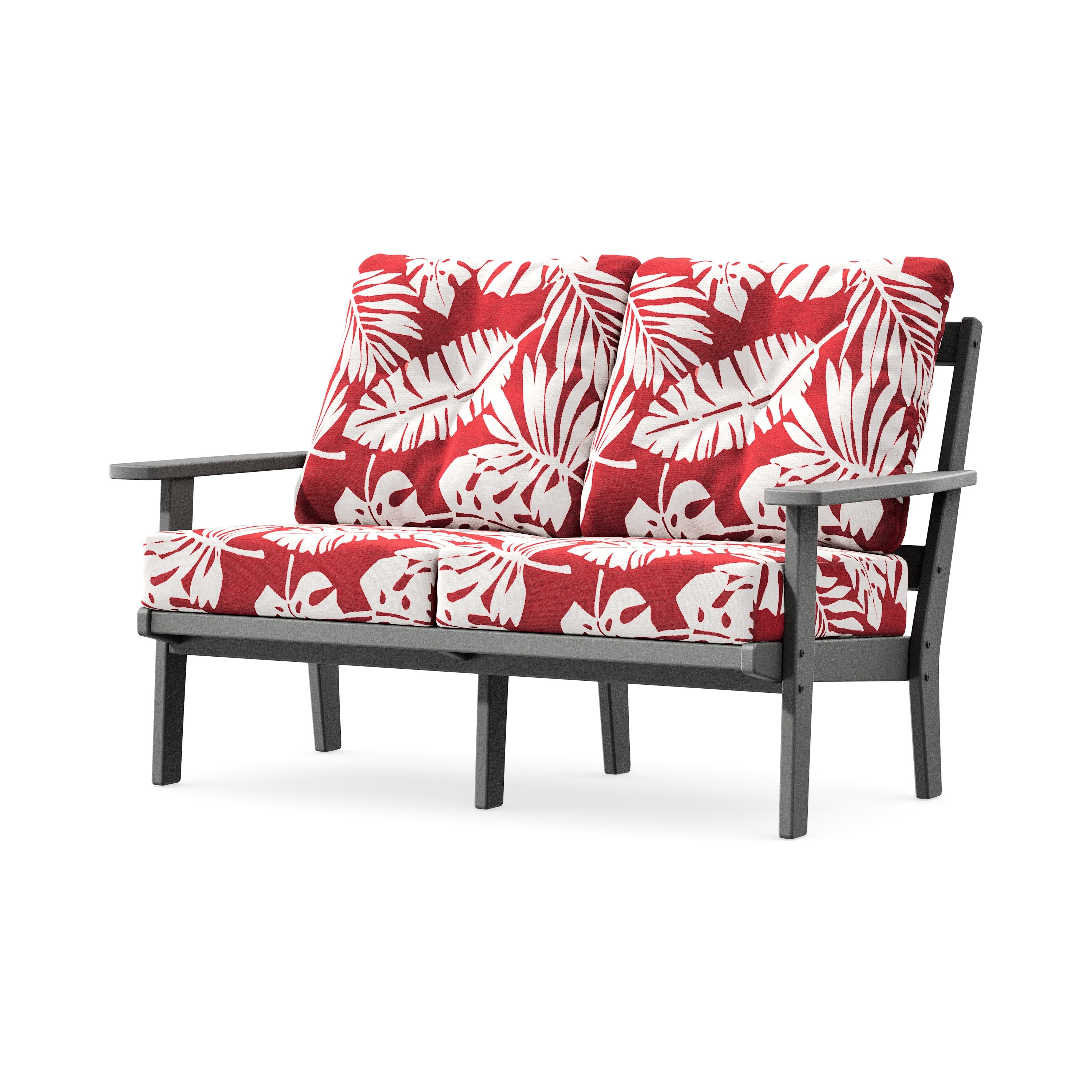 Prairie Deep SeatingLoveseat in Slate Grey / Leaf Crimson