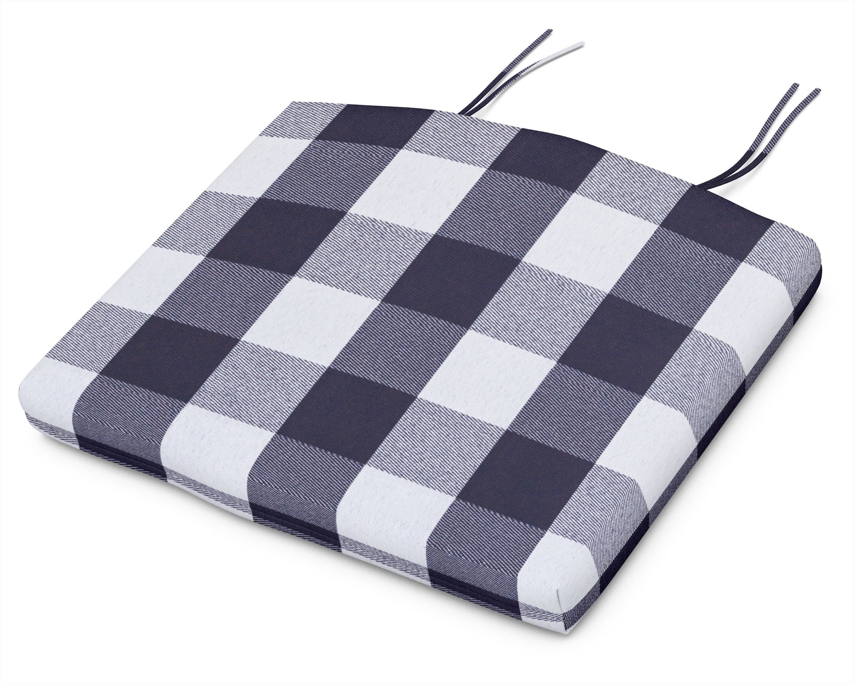 Standard Seat Cushion 18"D x 22"W x 2.5"H in Buffalo Plaid Navy