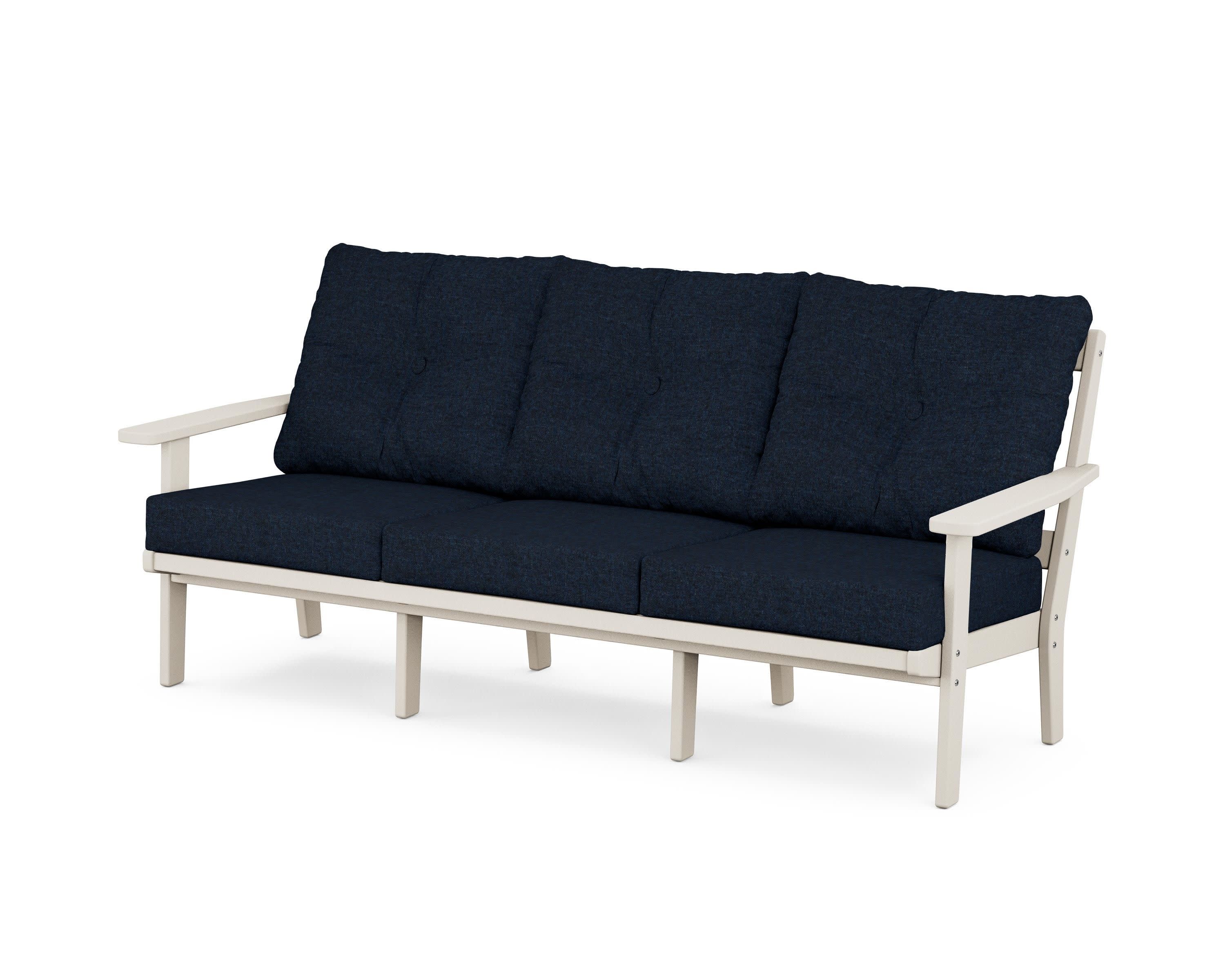 PrairieDeep Seating Sofa in Sand / Marine Indigo