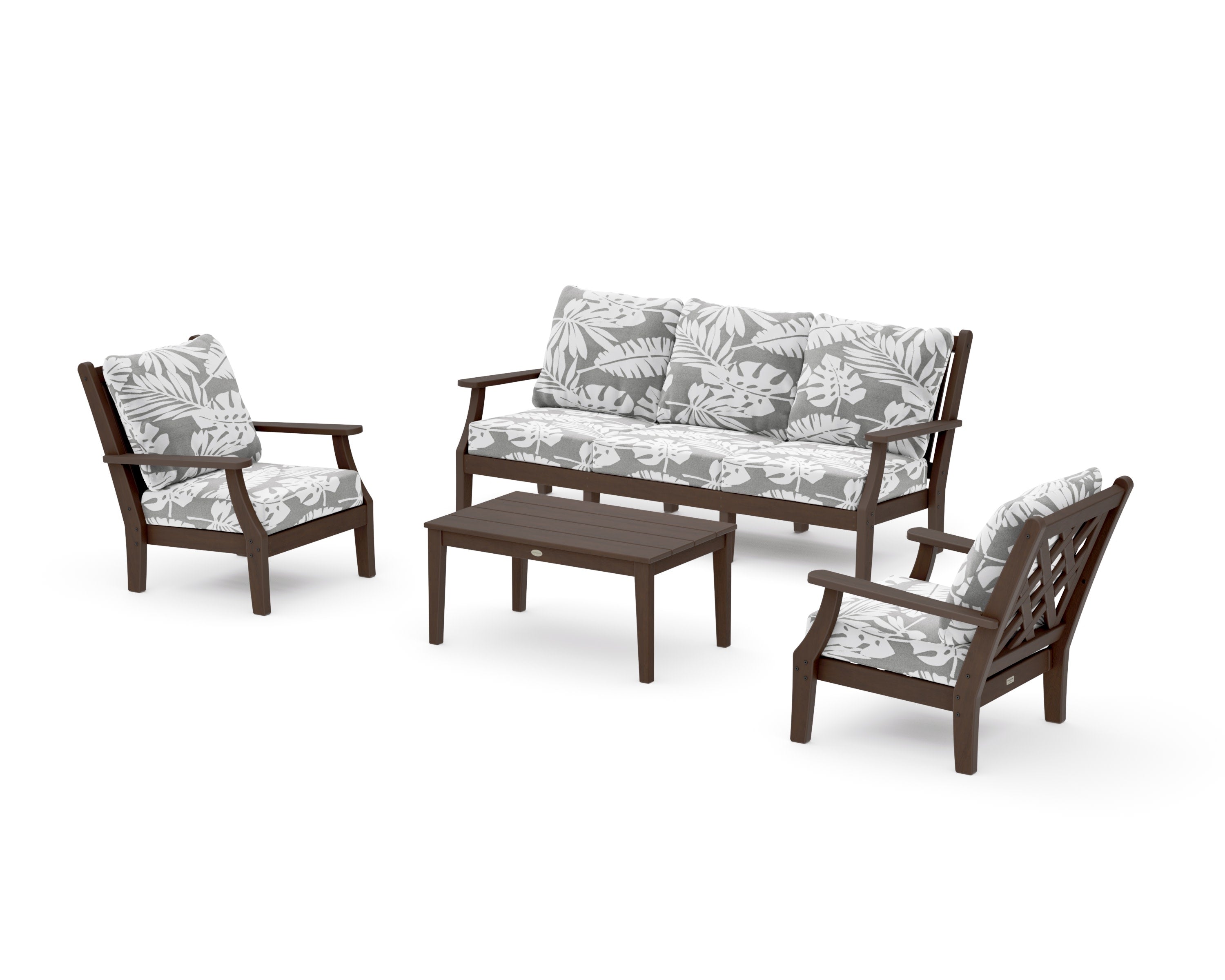 Wovendale 4-Piece Deep Seating Set with Sofa in Kona / Leaf Grey Mist