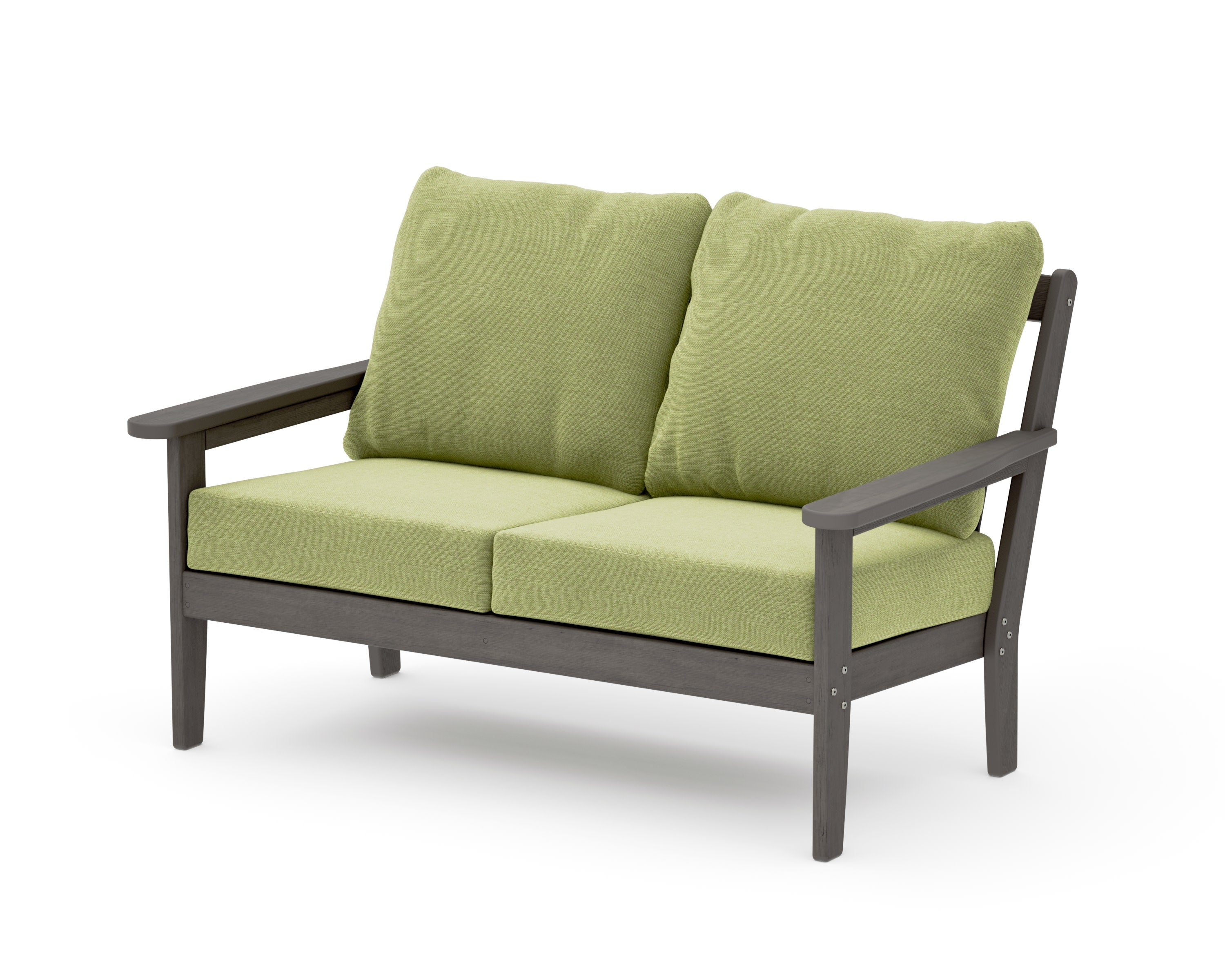 Cottage Deep Seating Loveseat in Driftwood / Chartreuse Boucle