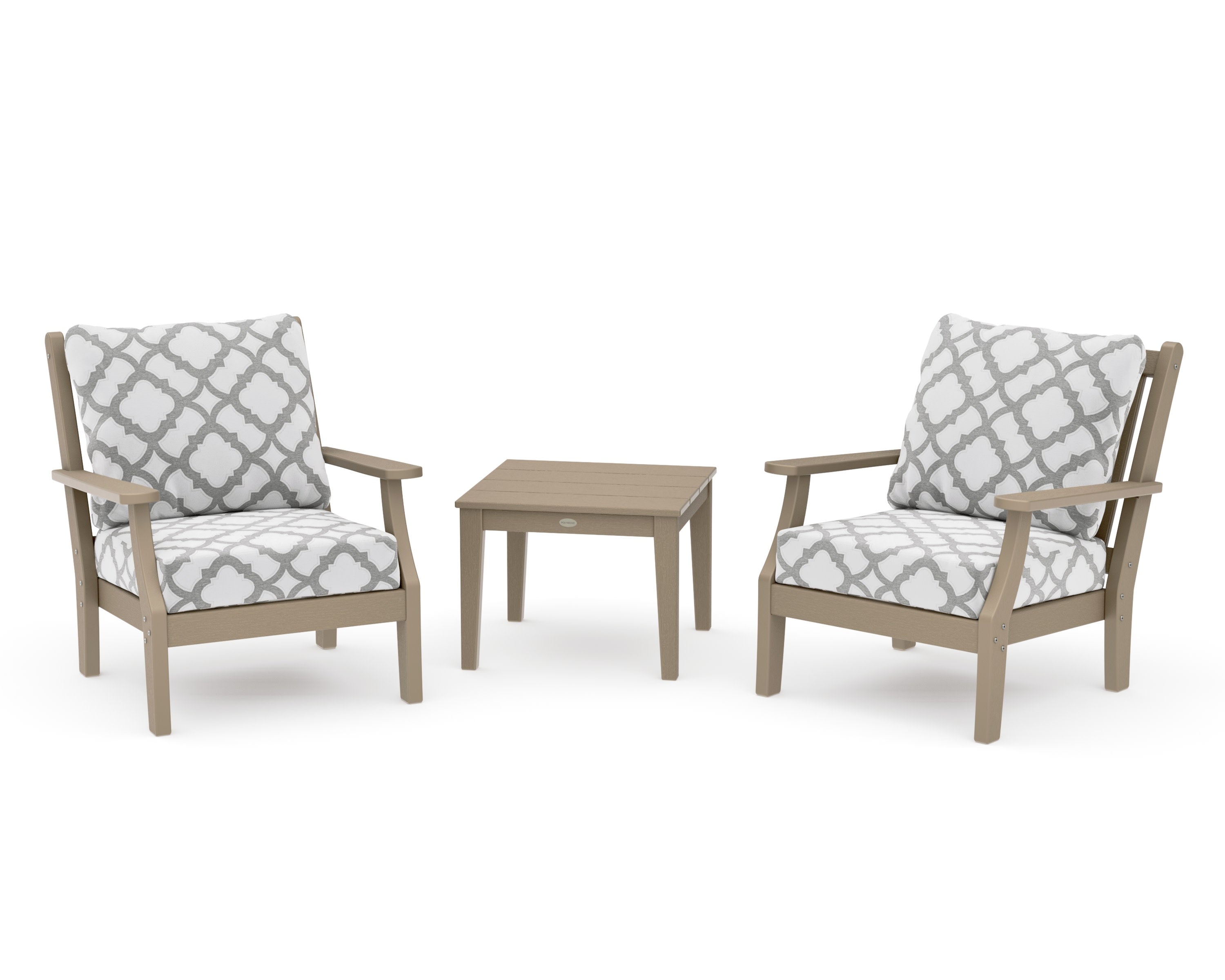 Wovendale 3-Piece Deep Seating Set in Vintage Sahara / Trellis Grey Mist