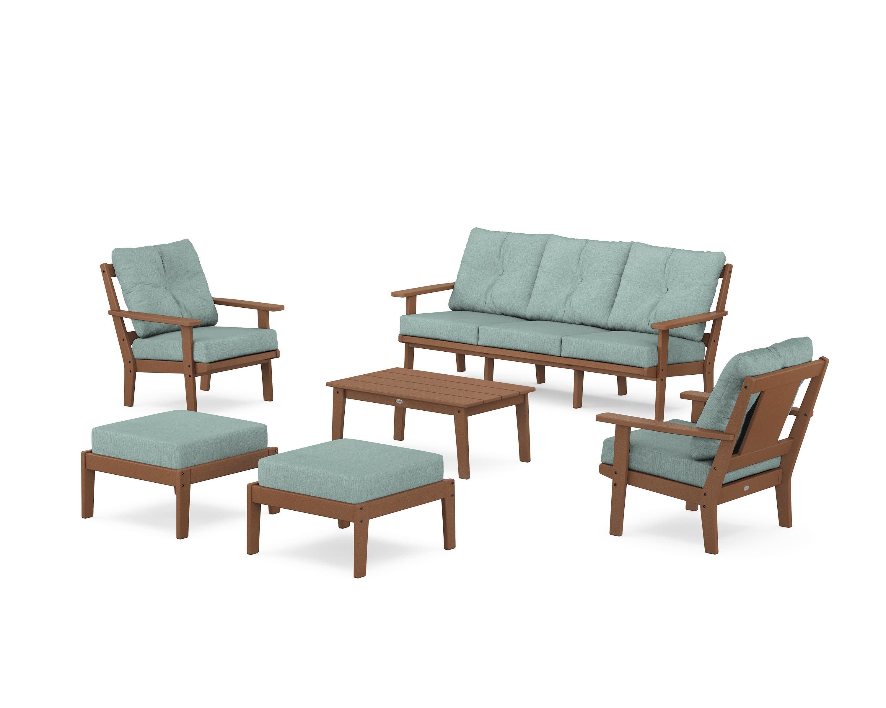 Prairie 6-Piece Lounge Sofa Set in Teak / Glacier Spa