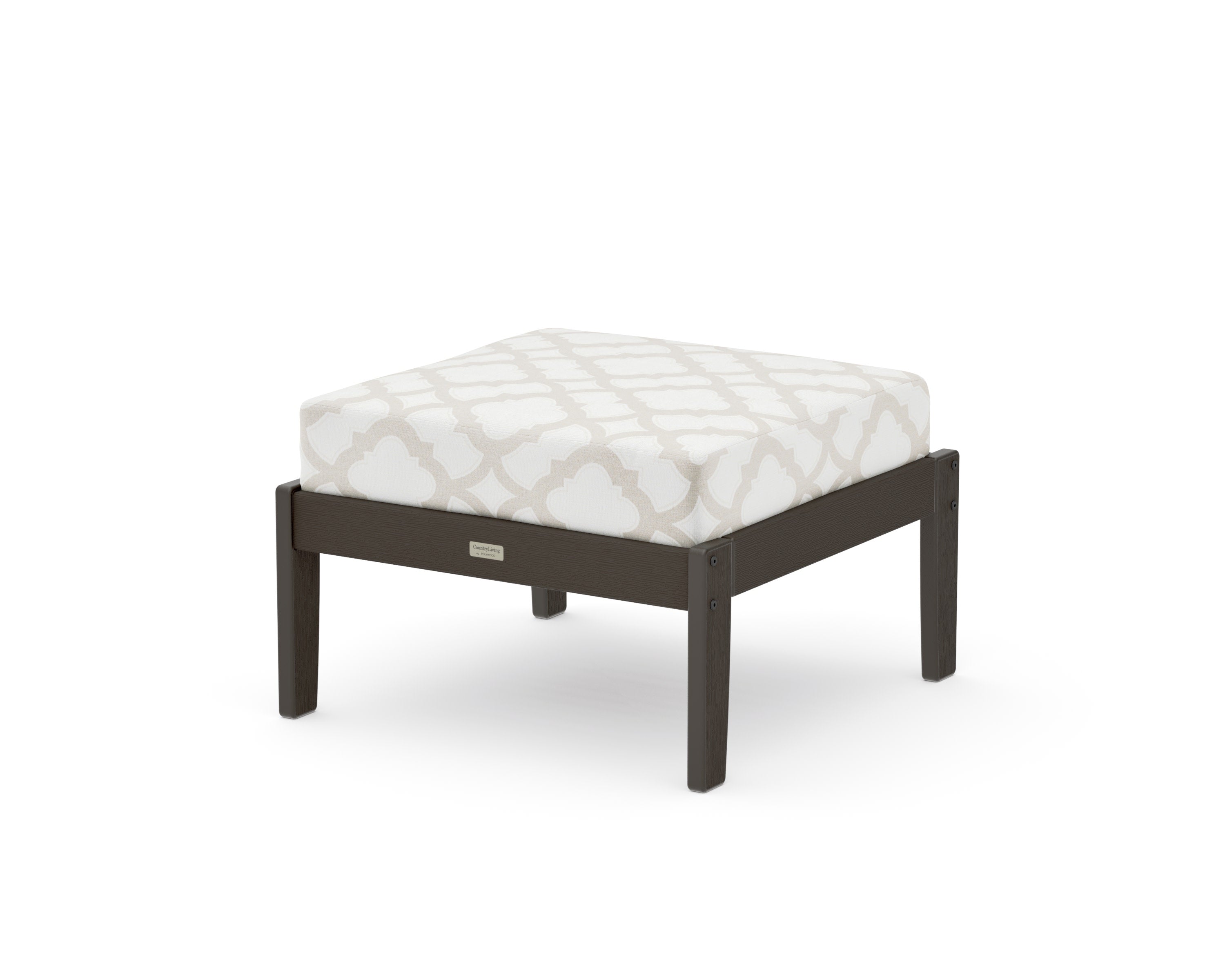 Cottage Deep Seating Ottoman in Vintage Coffee / Trellis Dune Burlap