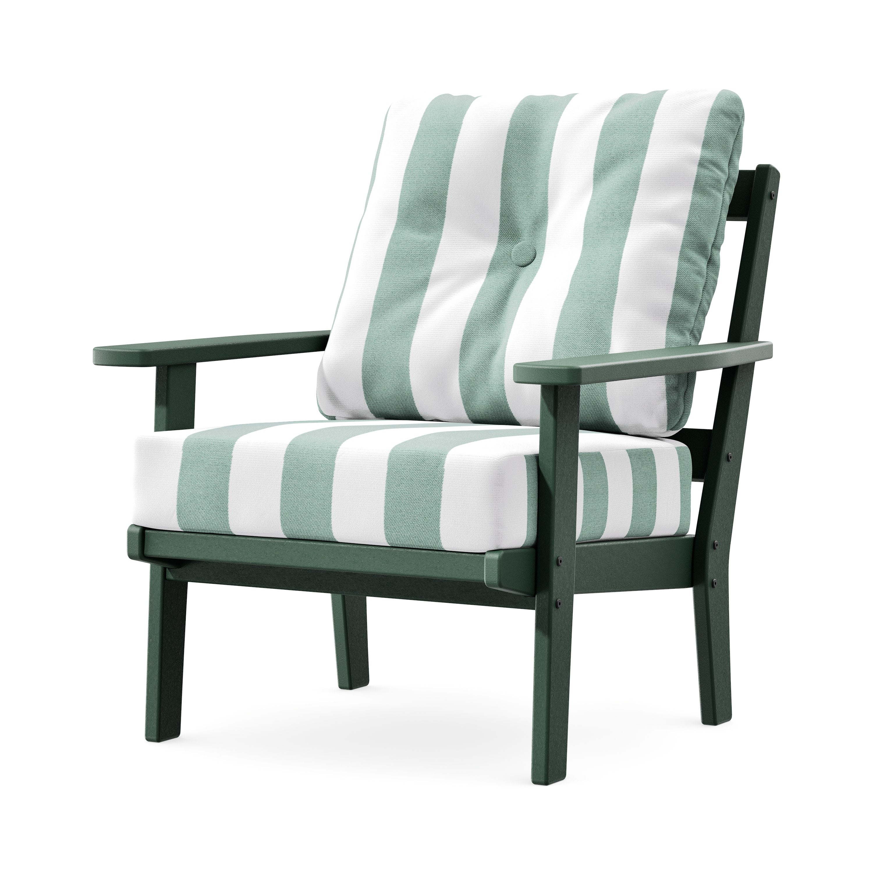 Prairie Deep Seating Chair in Green / Cabana Stripe Glacier Spa