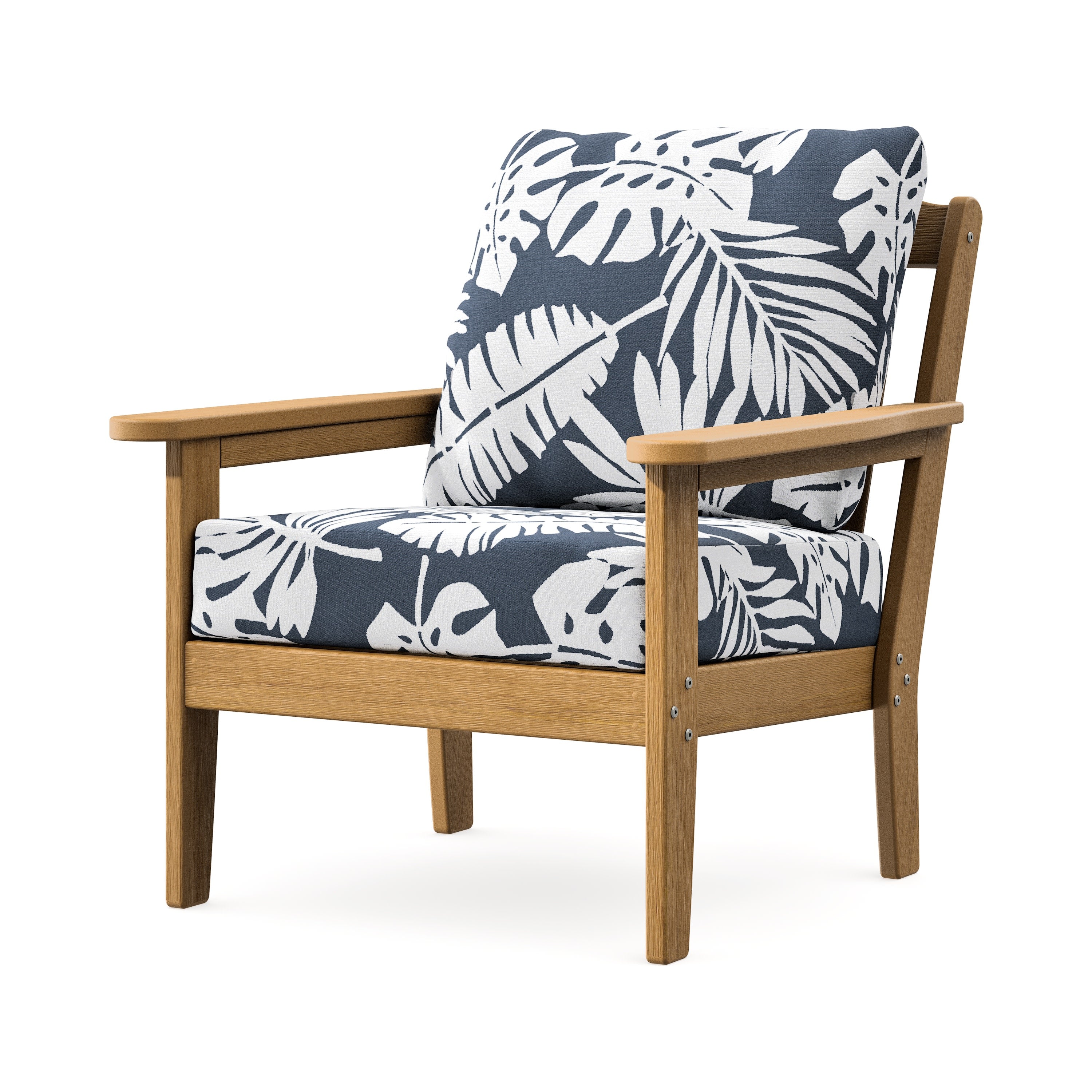 Cottage Deep Seating Chair in Natural / Leaf Marine Indigo