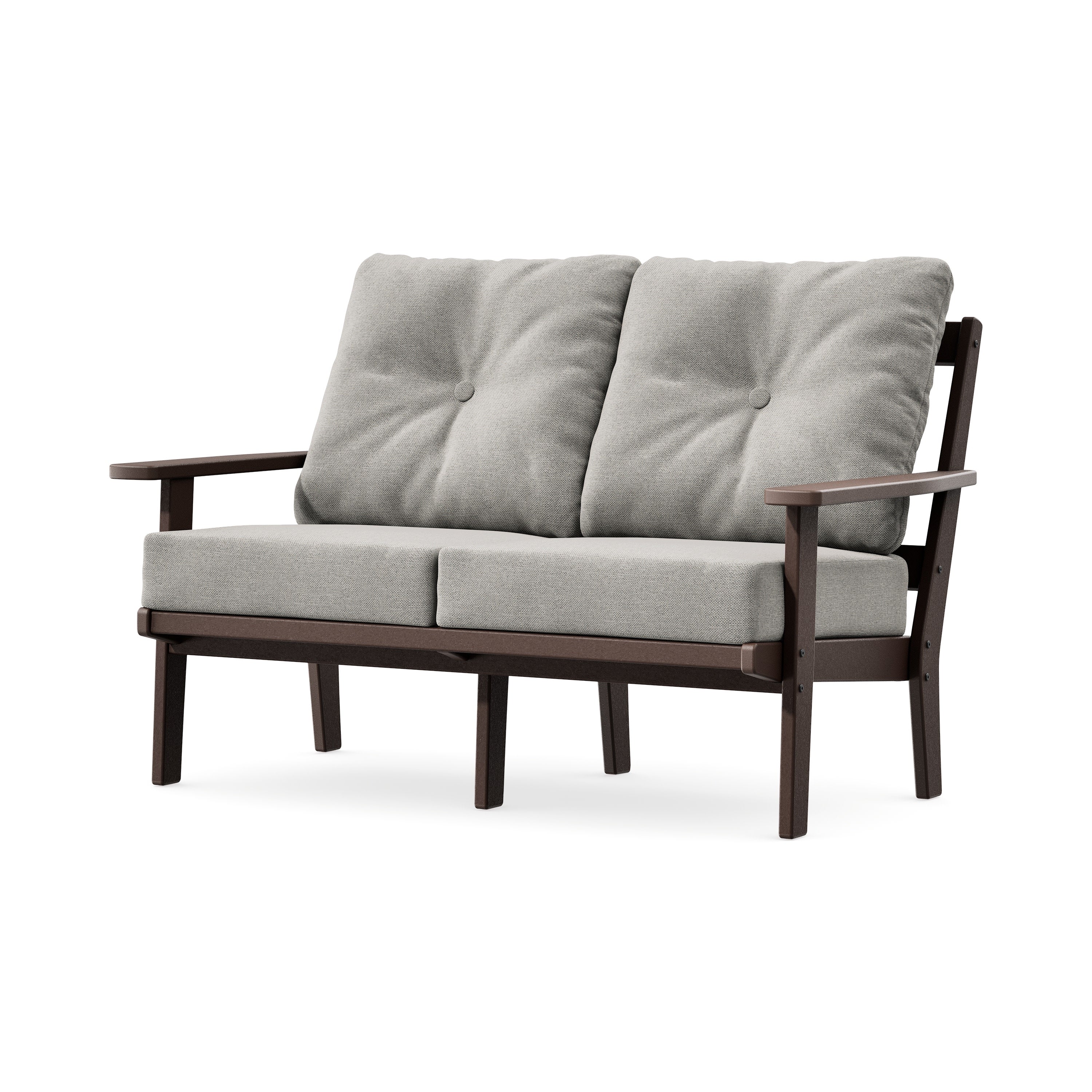 Prairie Deep SeatingLoveseat in Mahogany / Weathered Tweed